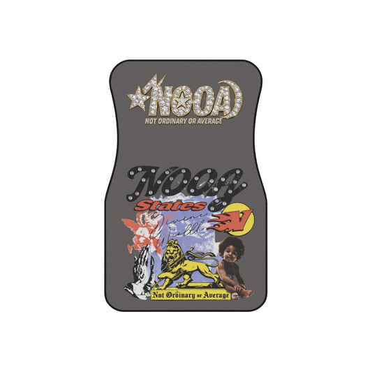 Graphic Car Floor Mats — 'NOOA Not Ordinary Or Average' Retro Collage Front Set
