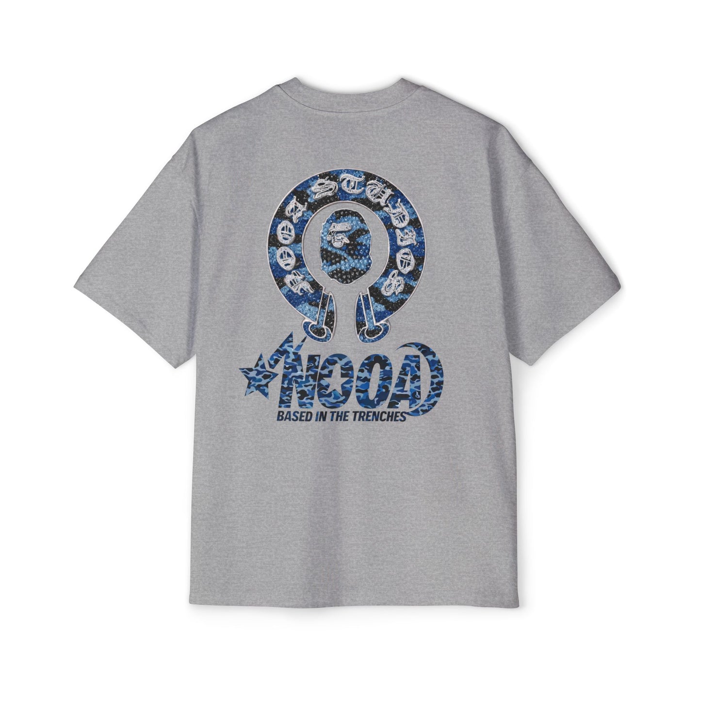 Graphic Tee — 'NOOA Based in the Trenches' Oversized Military Camo Logo Shirt