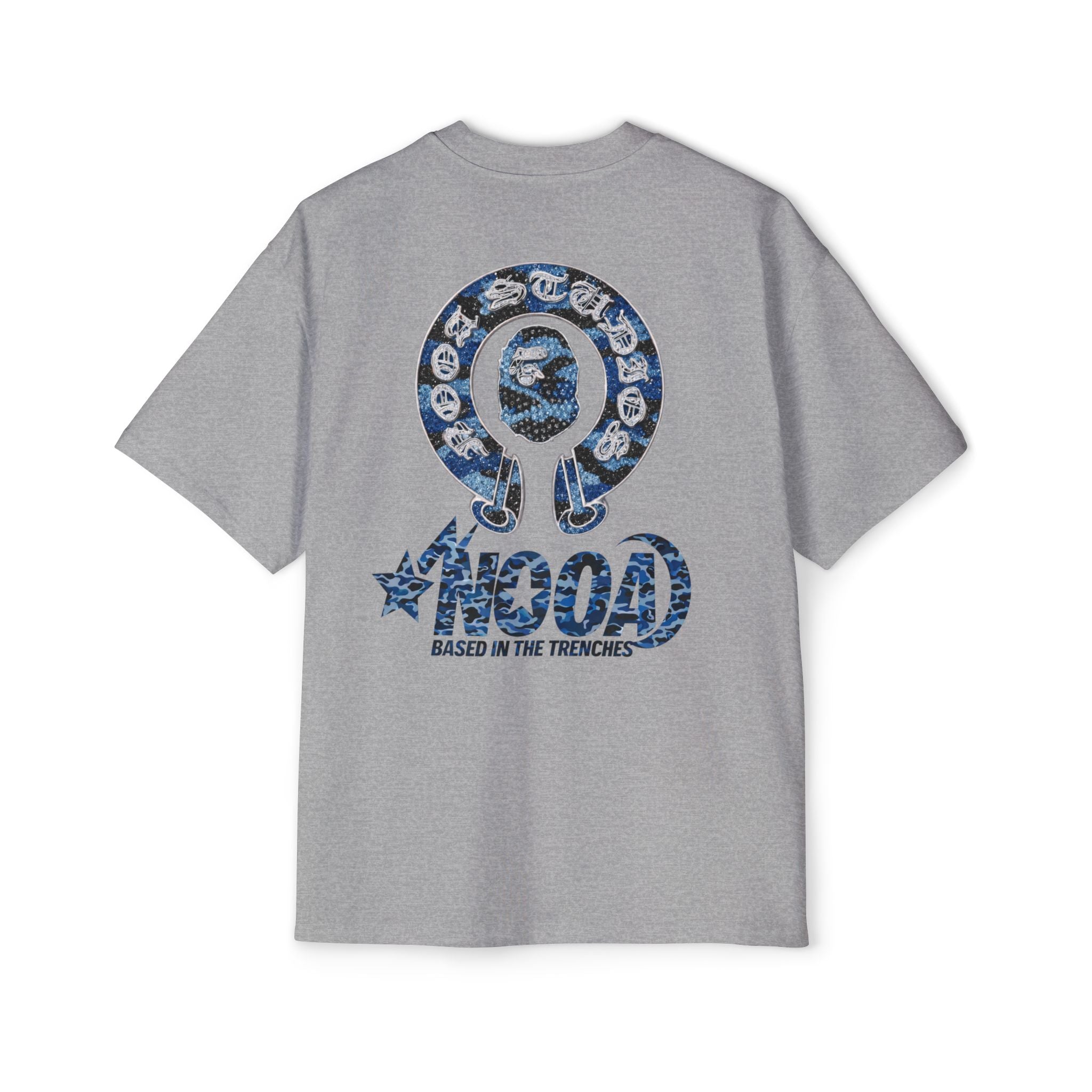 Graphic Tee — 'NOOA Based in the Trenches' Oversized Military Camo Logo Shirt