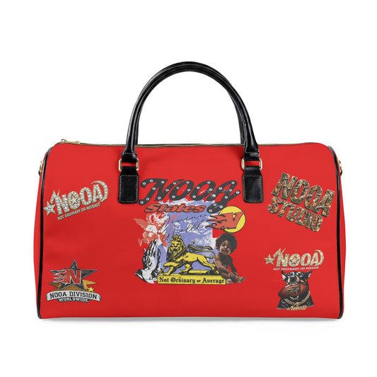 Leather Travel Bag - Retro N00A Graphic Weekender Duffle
