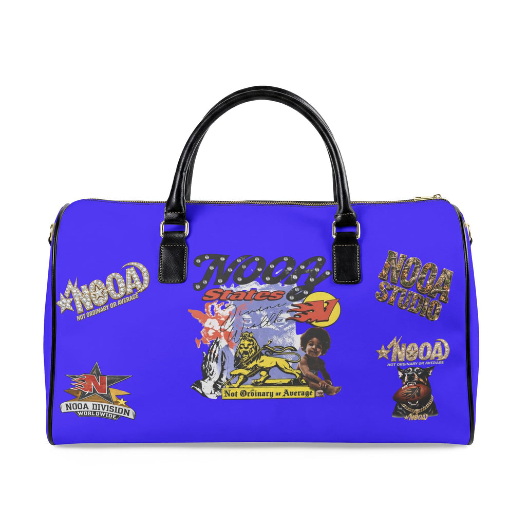 Leather Travel Bag - Retro N00A Graphic Weekender Duffle