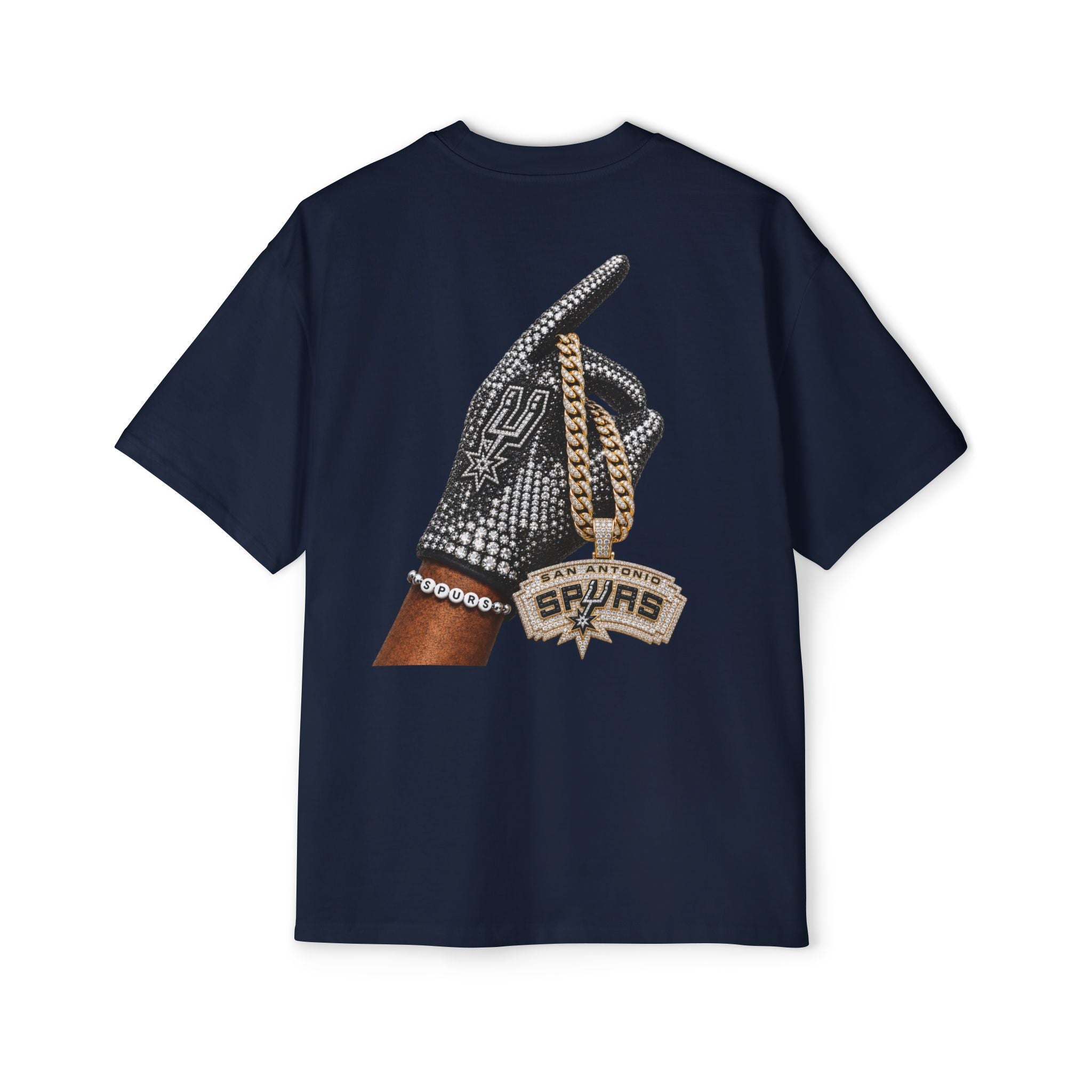 Spurs Basketball Graphic Tee — Retro Collage & Bling Back Print