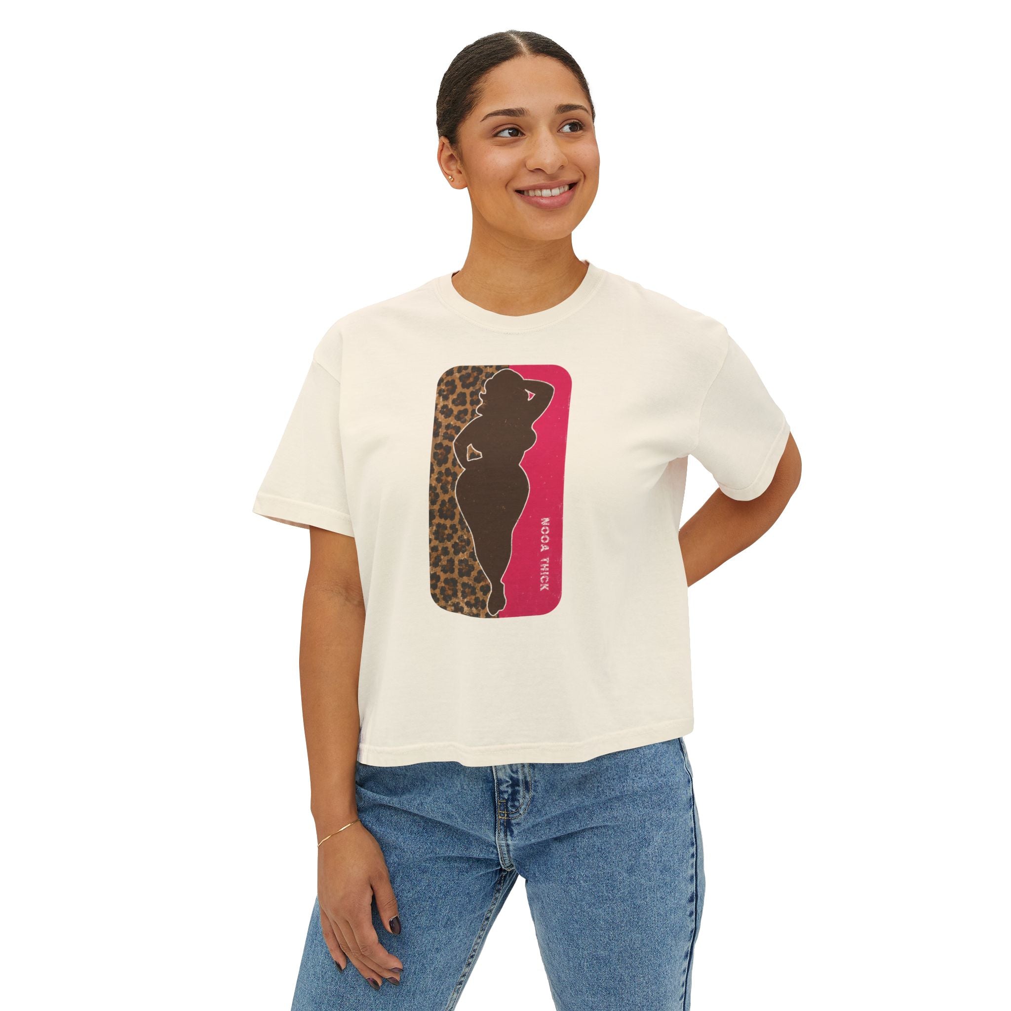 Boxy Tee — Curvy Silhouette & Bling Graphic Women's Cropped T-Shirt