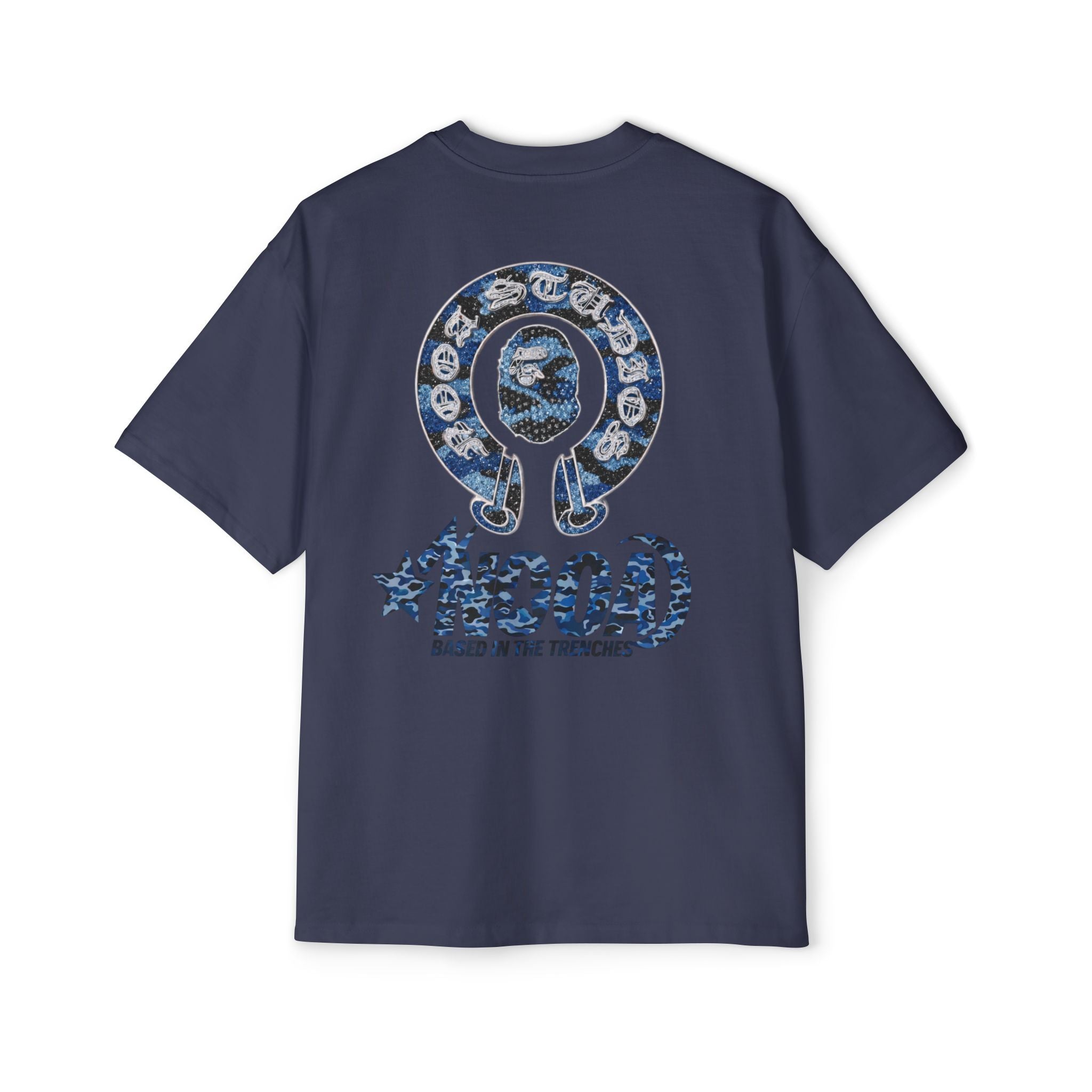 Graphic Tee — 'NOOA Based in the Trenches' Oversized Military Camo Logo Shirt