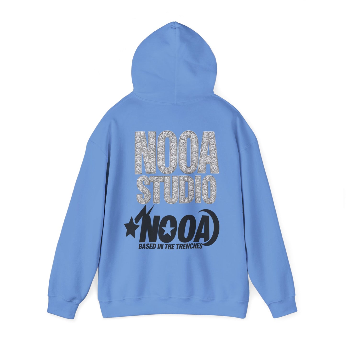 NOOA Studio Graphic Hoodie — 'Based in the Trenches' White Pullover