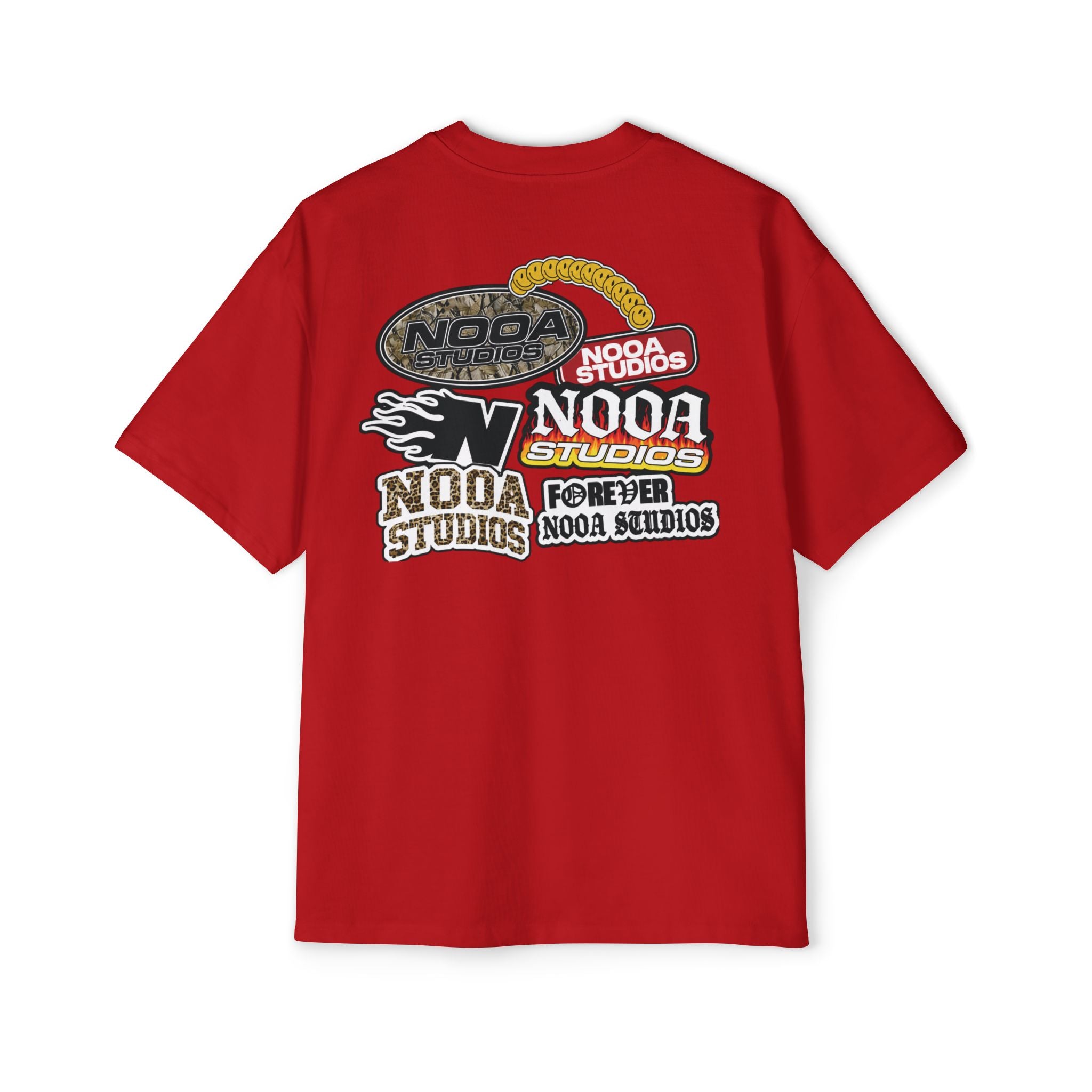Nooa Studios Graphic Tee — Retro Logo Patch Oversized T-Shirt