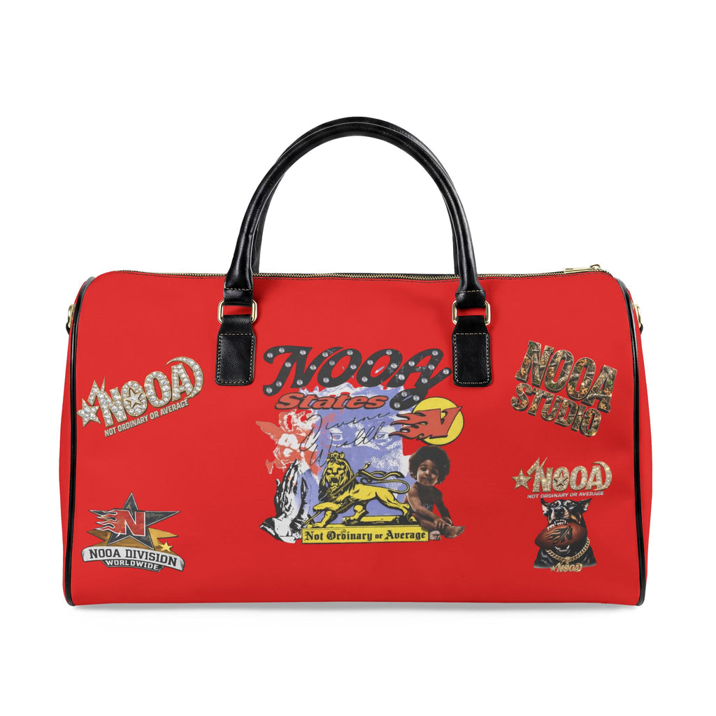 Leather Travel Bag - Retro N00A Graphic Weekender Duffle