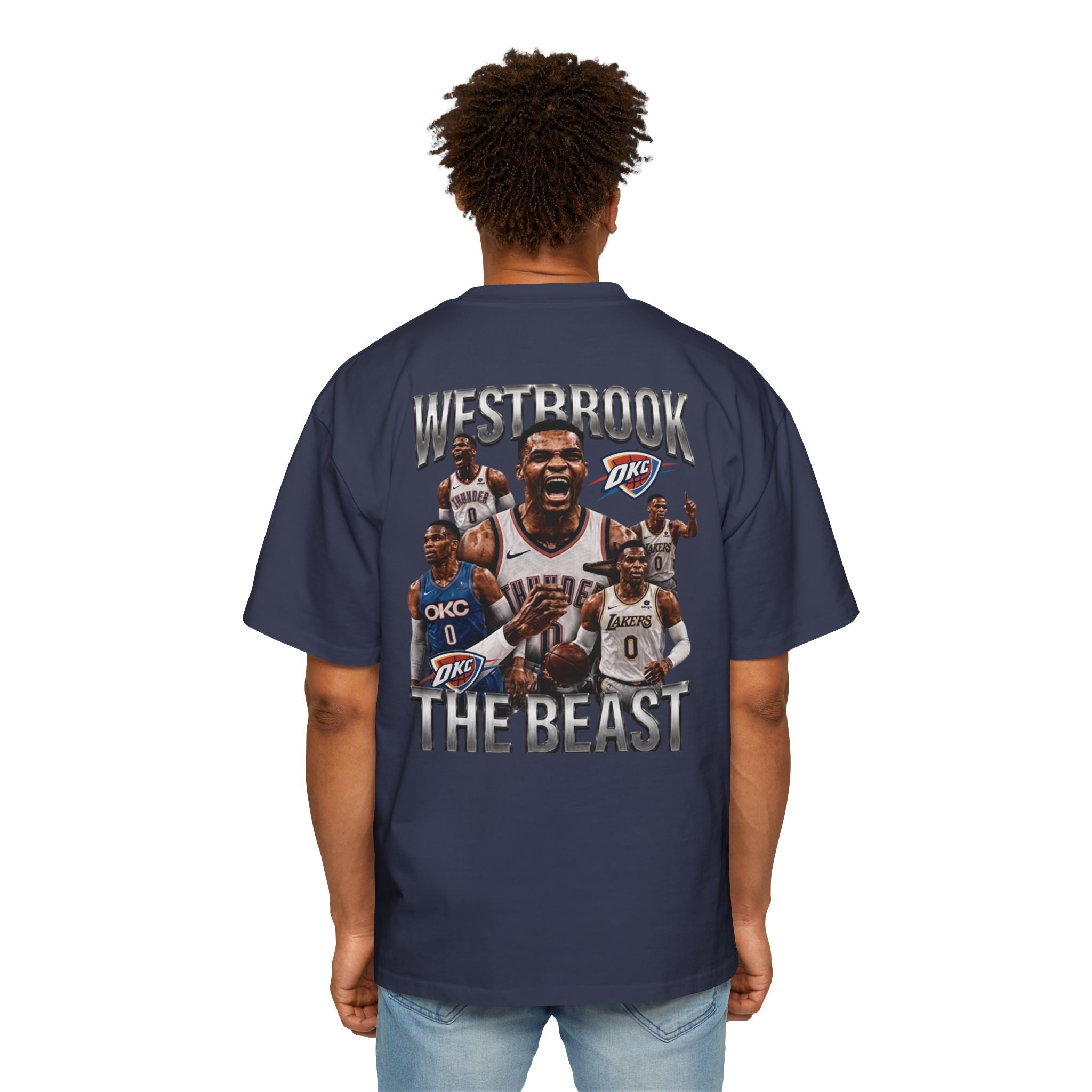 Westbrook 'The Beast' Graphic Tee — Retro Basketball Collage Shirt