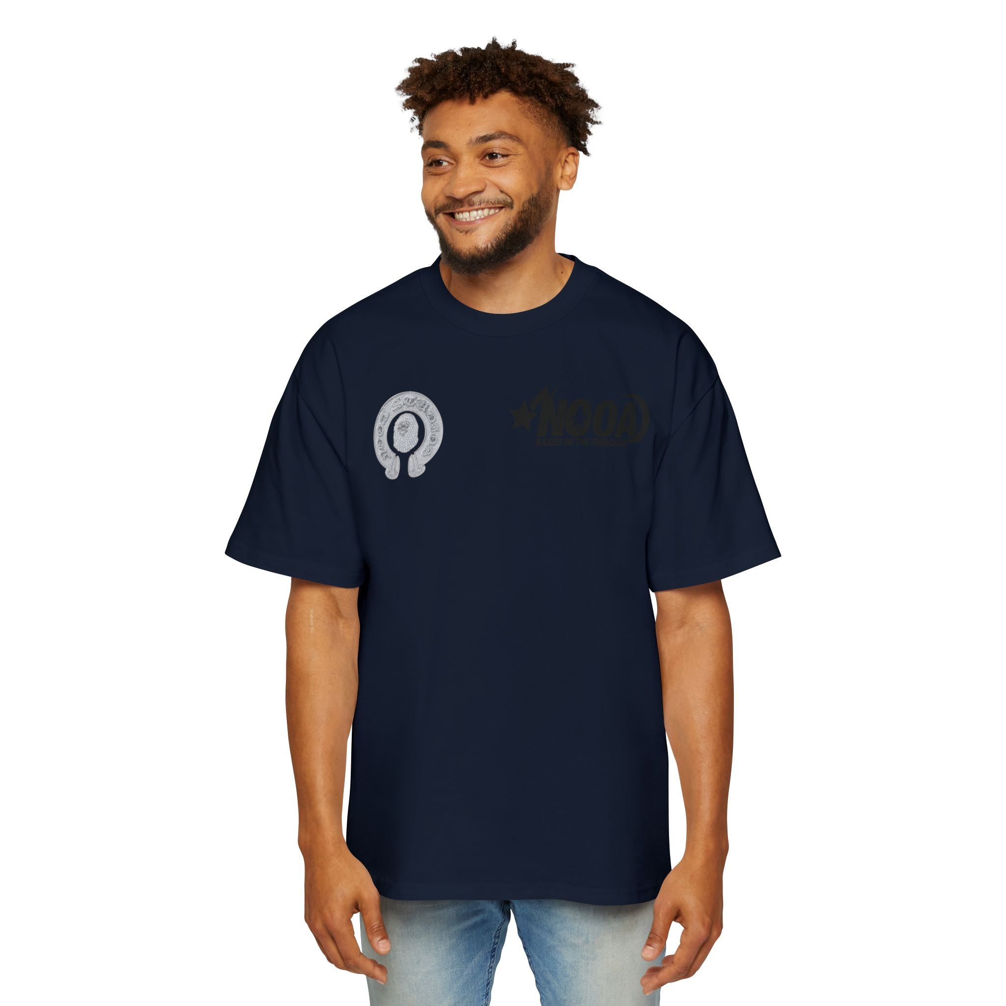 Graphic Tee — "NOOA Based in the Trenches" Oversized Men's T‑Shirt