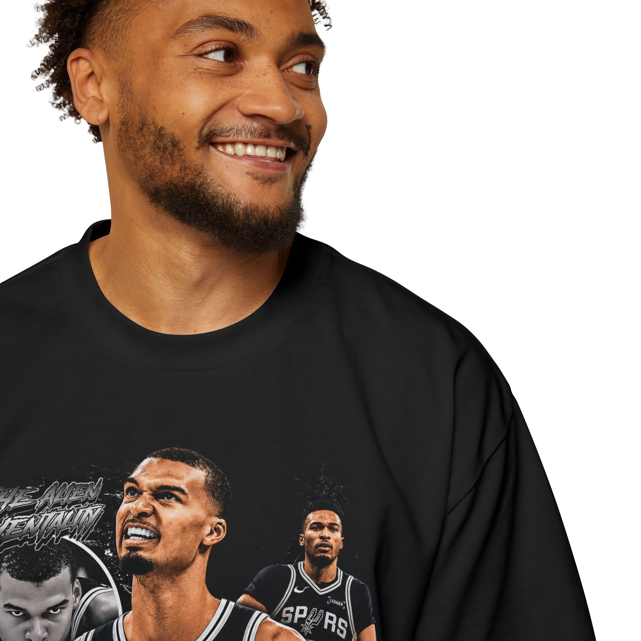 Spurs Basketball Graphic Tee — Retro Collage & Bling Back Print