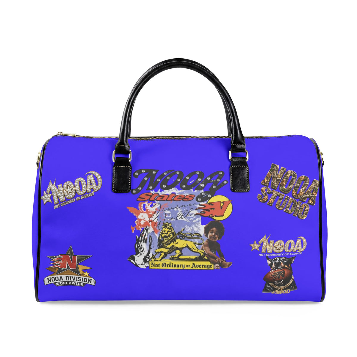 Leather Travel Bag - Retro N00A Graphic Weekender Duffle