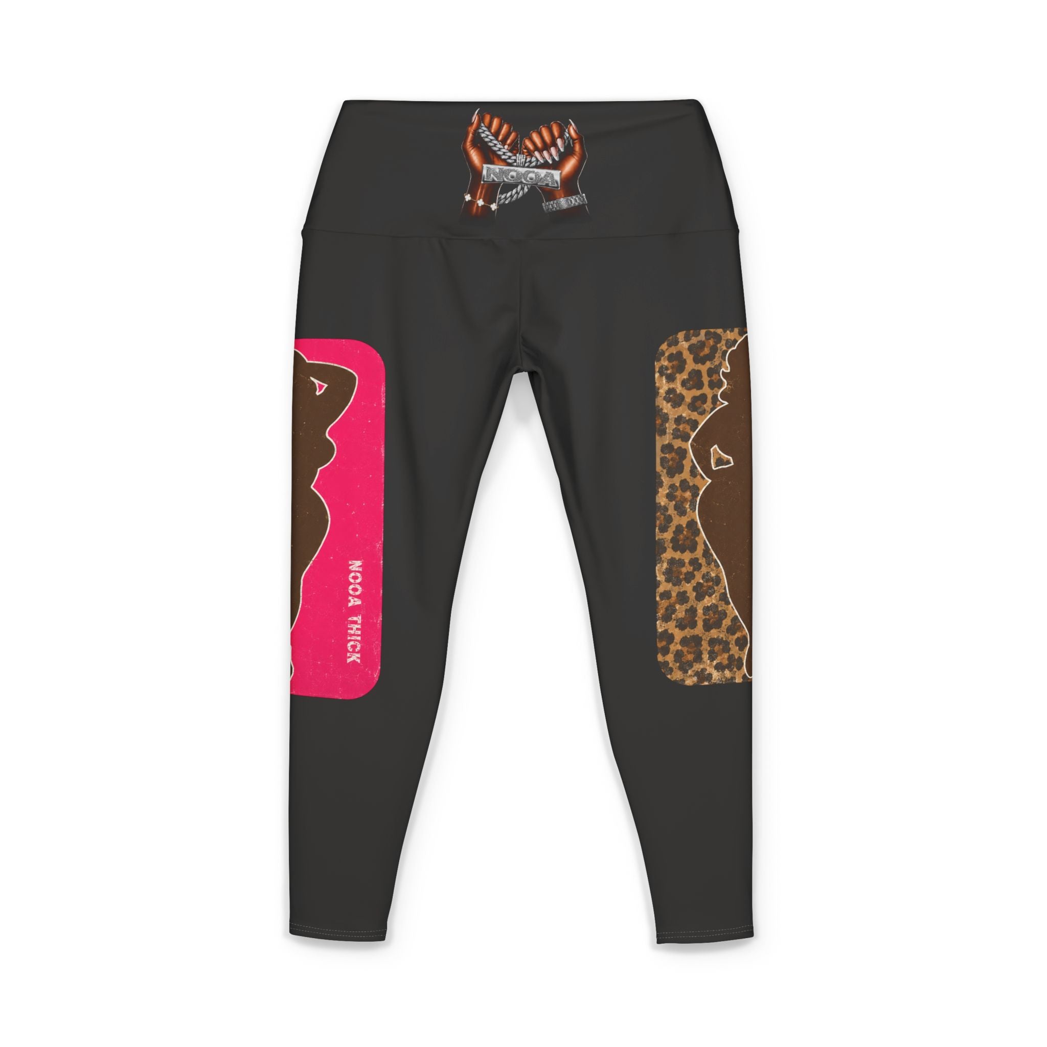 Women's Printed Yoga Leggings — Afrocentric Silhouette & Leopard Panel AOP