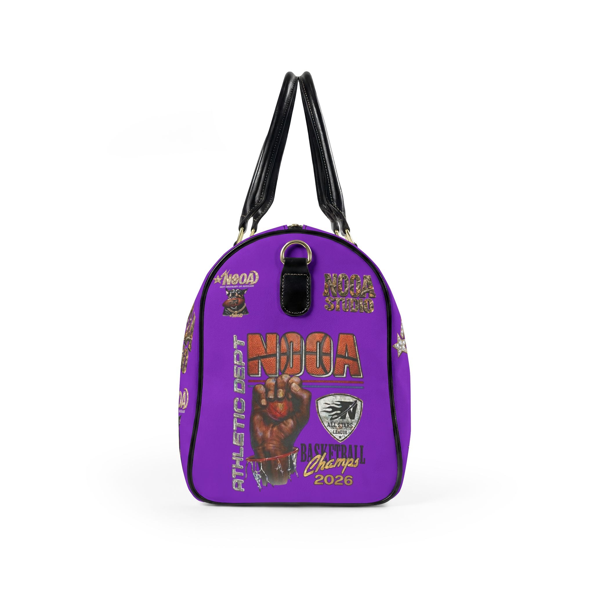 Leather Travel Bag - Retro N00A Graphic Weekender Duffle