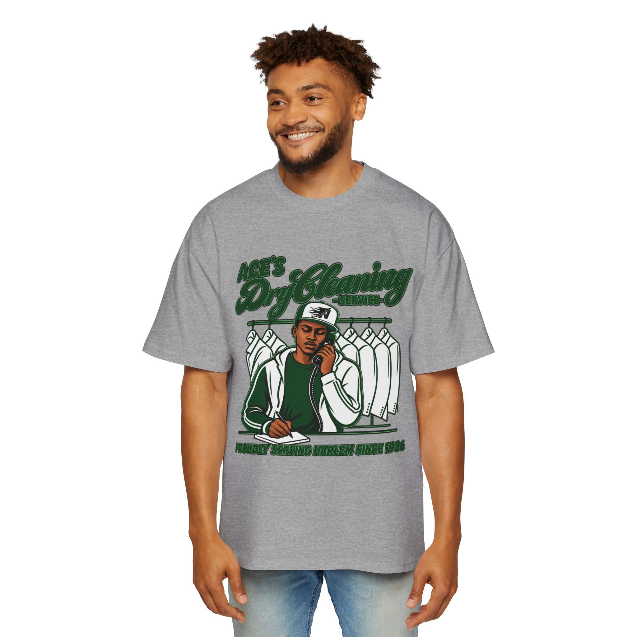 Ace’s Dry Cleaning Graphic Tee — ‘Proudly Serving Harlem Since 1986’ (Nooa Currency Back Print)