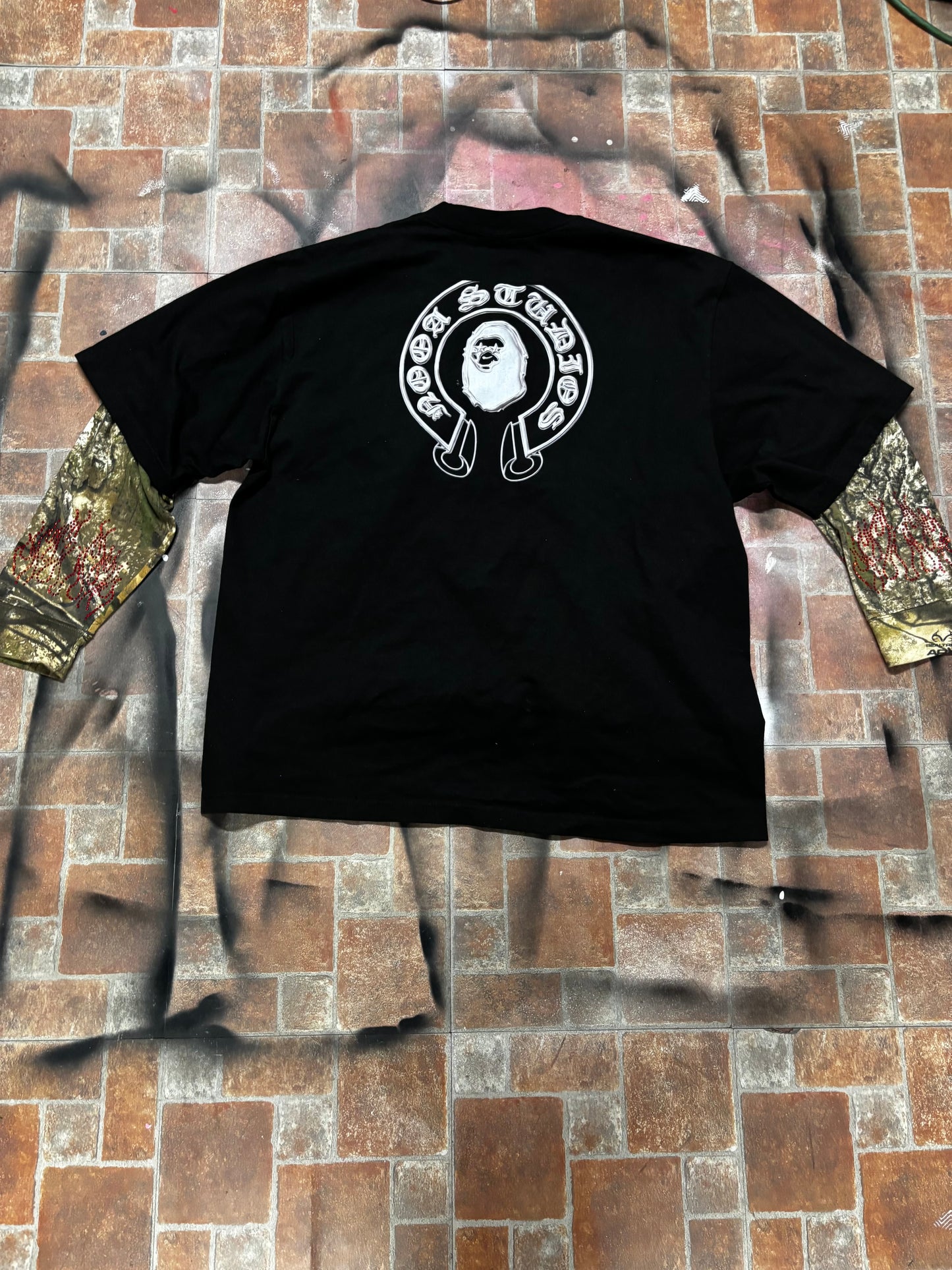 Black Camo Flame Thermal Tee