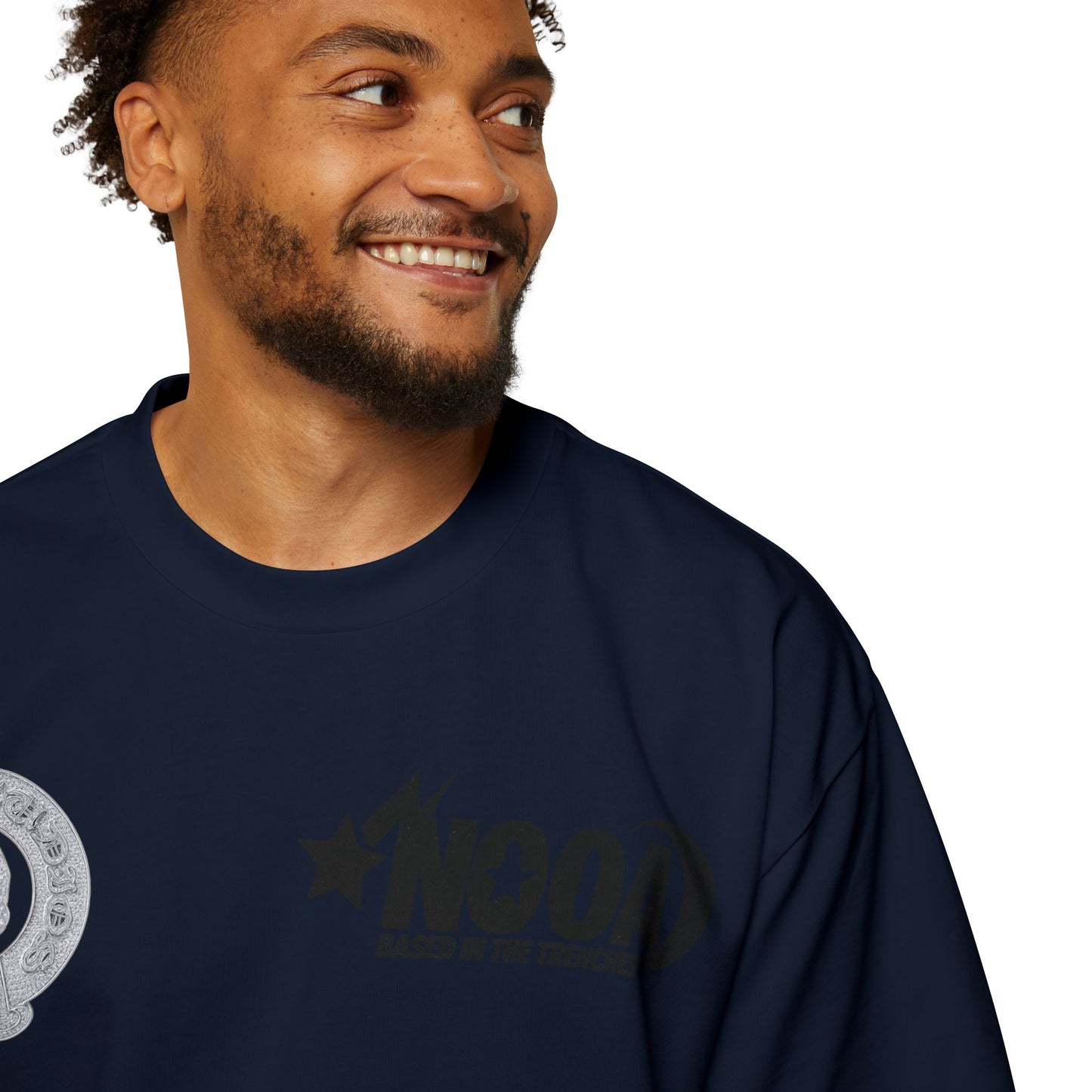 Graphic Tee — "NOOA Based in the Trenches" Oversized Men's T‑Shirt