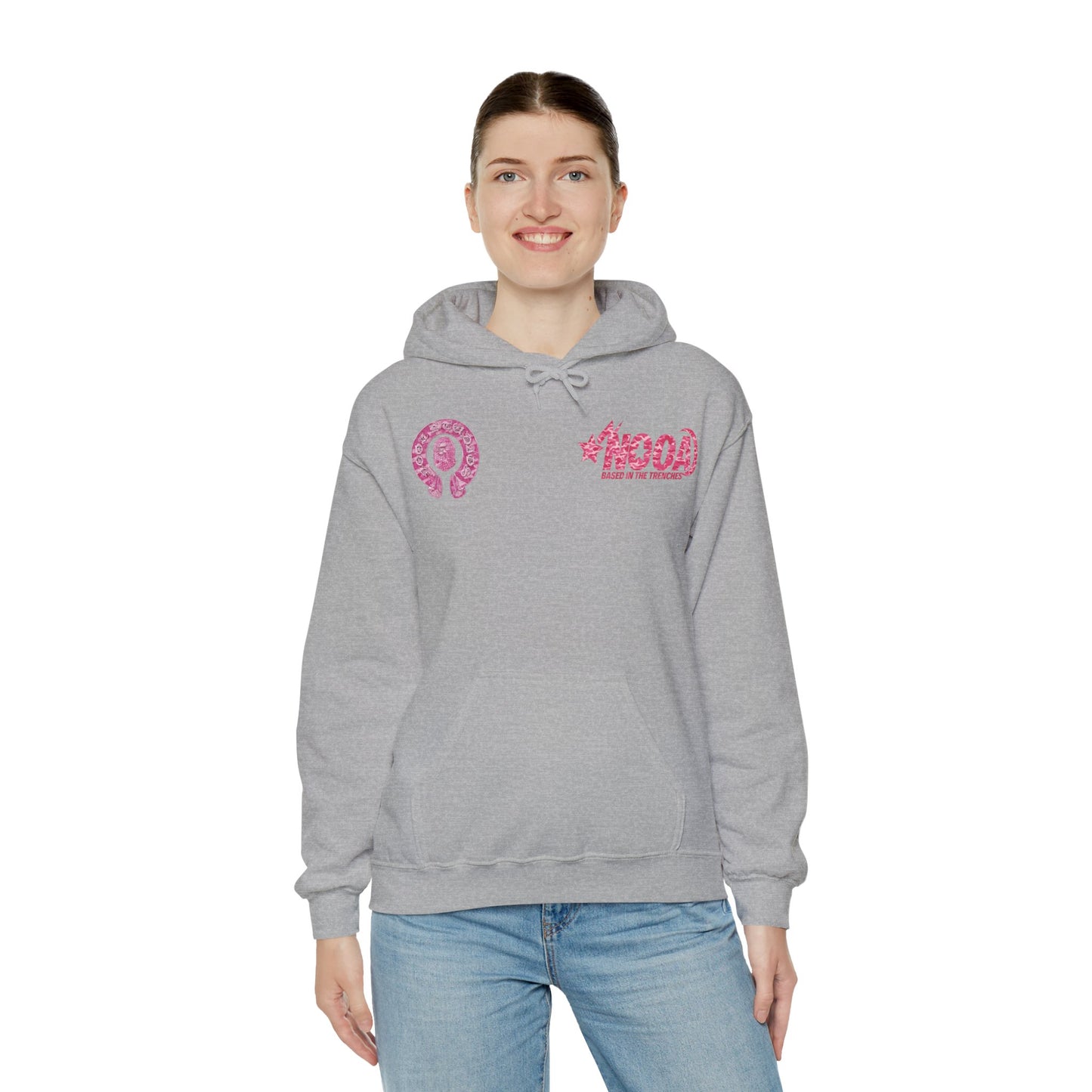 Hoodie — NOOA Pink Logo Graphic Hoodie (Based in the Trenches)