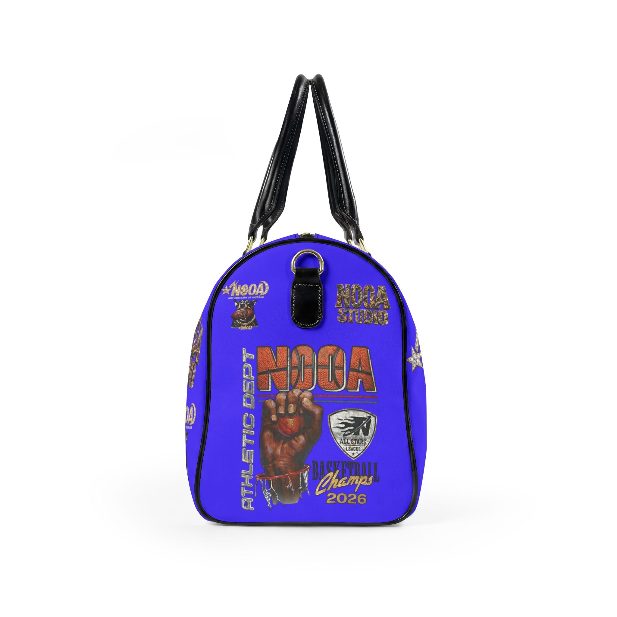 Leather Travel Bag - Retro N00A Graphic Weekender Duffle