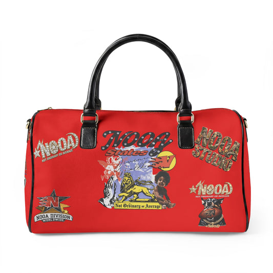 Leather Travel Bag - Retro N00A Graphic Weekender Duffle