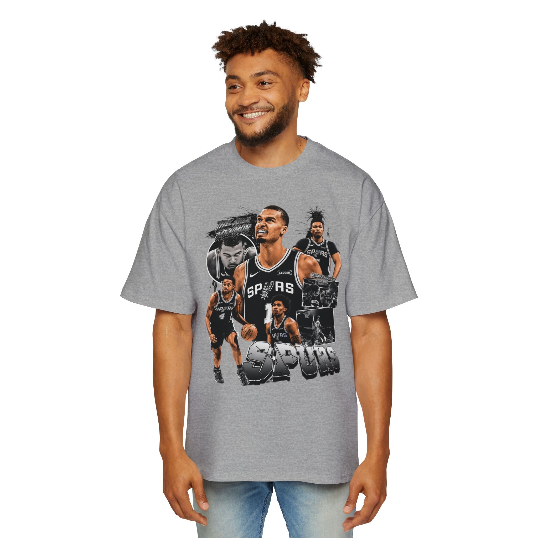 Spurs Basketball Graphic Tee — Retro Collage & Bling Back Print