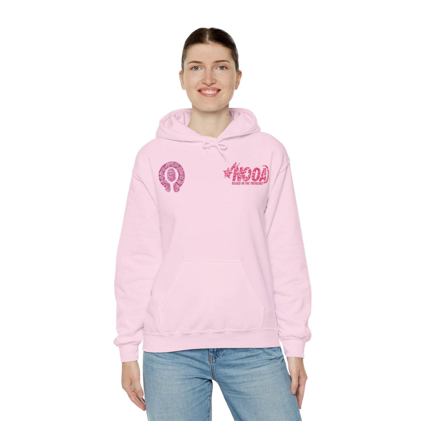 Hoodie — NOOA Pink Logo Graphic Hoodie (Based in the Trenches)