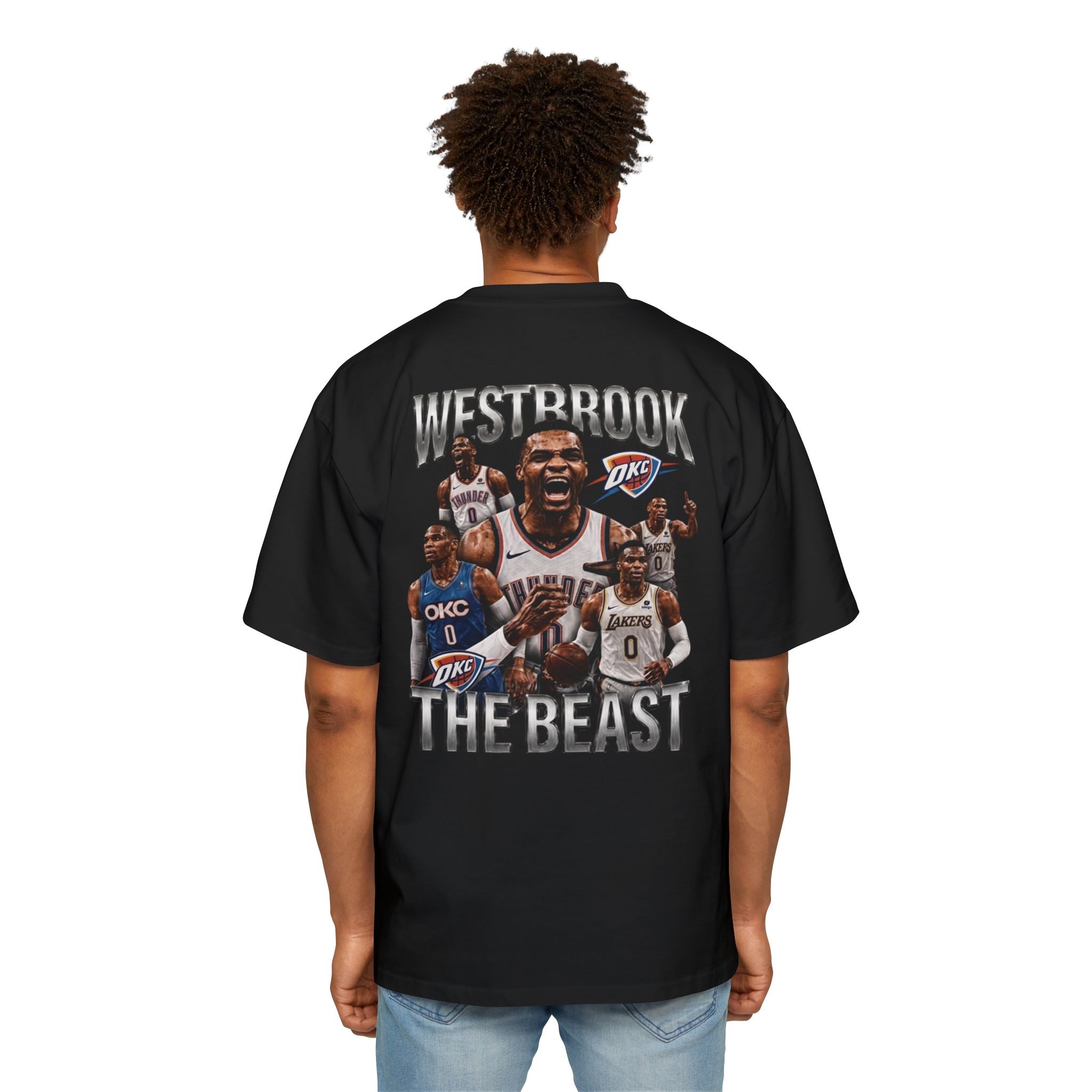 Westbrook 'The Beast' Graphic Tee — Retro Basketball Collage Shirt