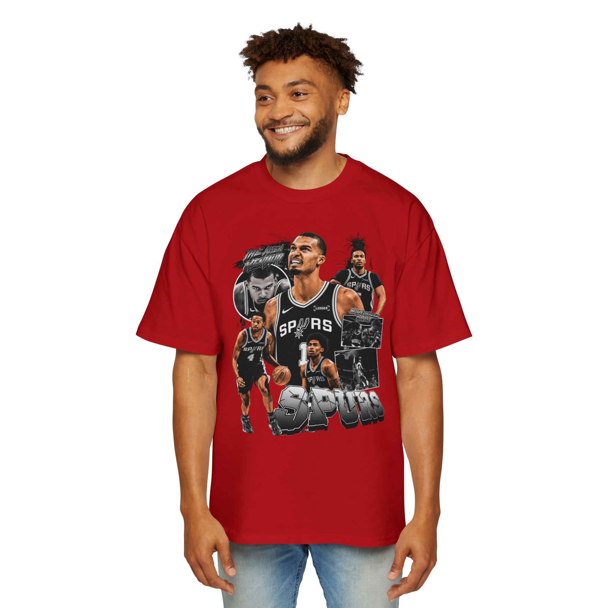 Spurs Basketball Graphic Tee — Retro Collage & Bling Back Print
