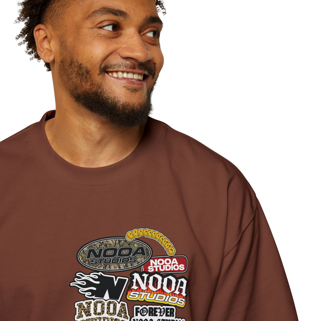 Nooa Studios Graphic Tee — Retro Logo Patch Oversized T-Shirt