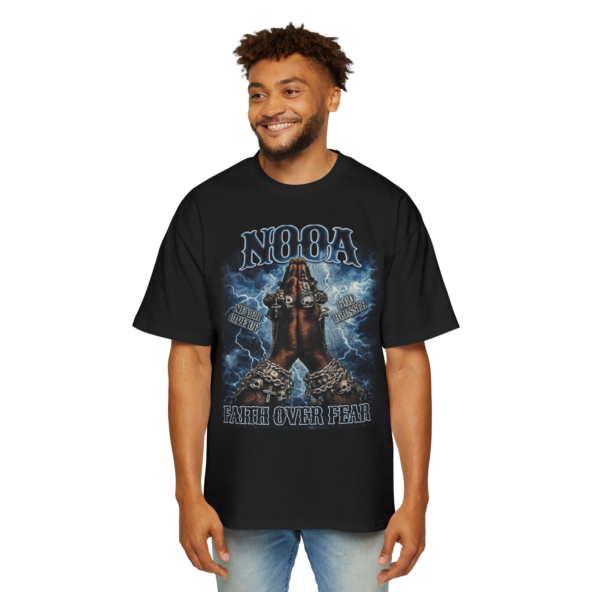 NOOA 'Faith Over Fear' Graphic Tee — Not Ordinary or Average Lightning Design