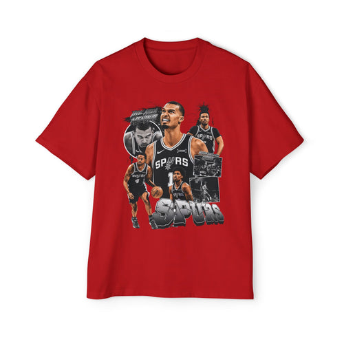 Spurs Basketball Graphic Tee — Retro Collage & Bling Back Print