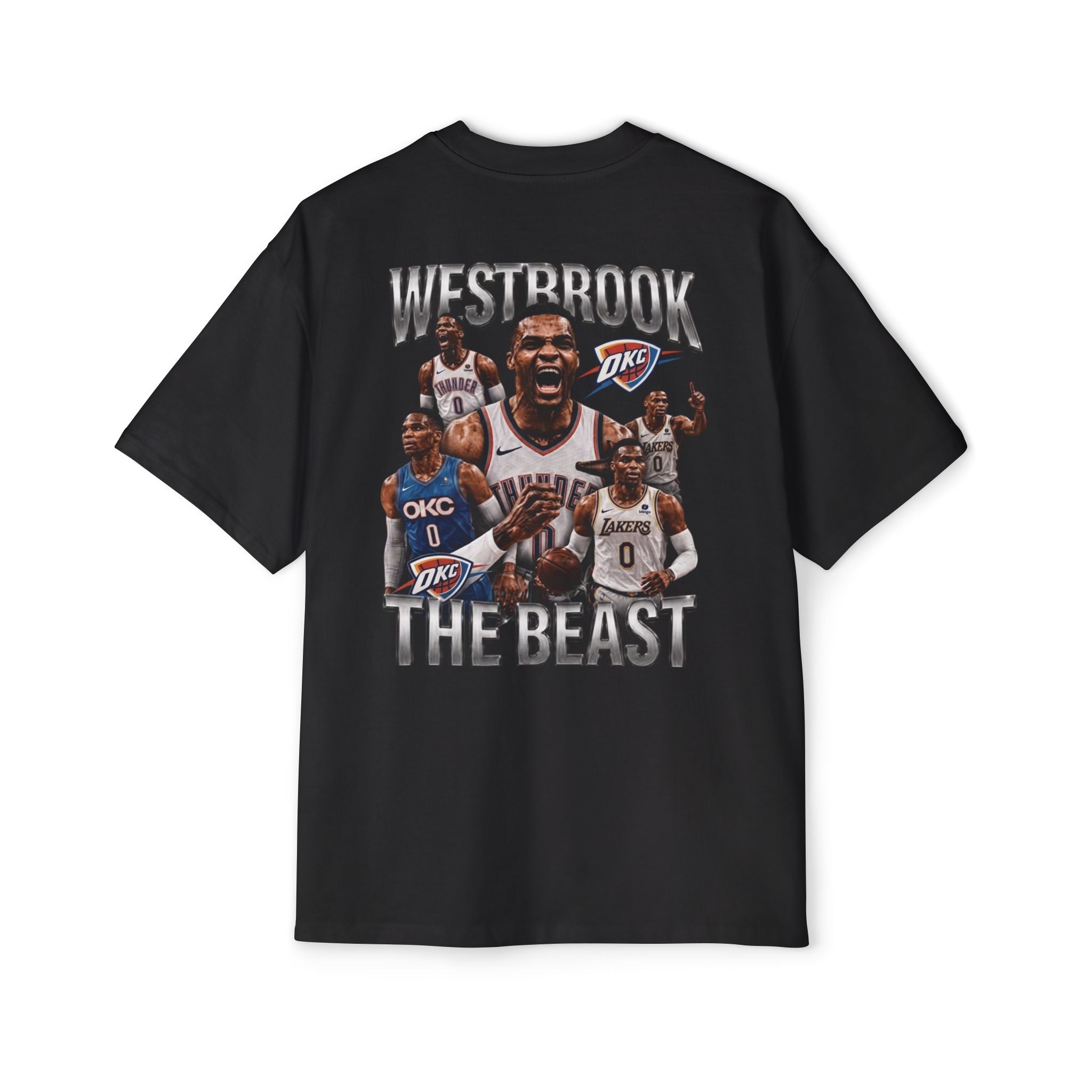 Westbrook 'The Beast' Graphic Tee — Retro Basketball Collage Shirt