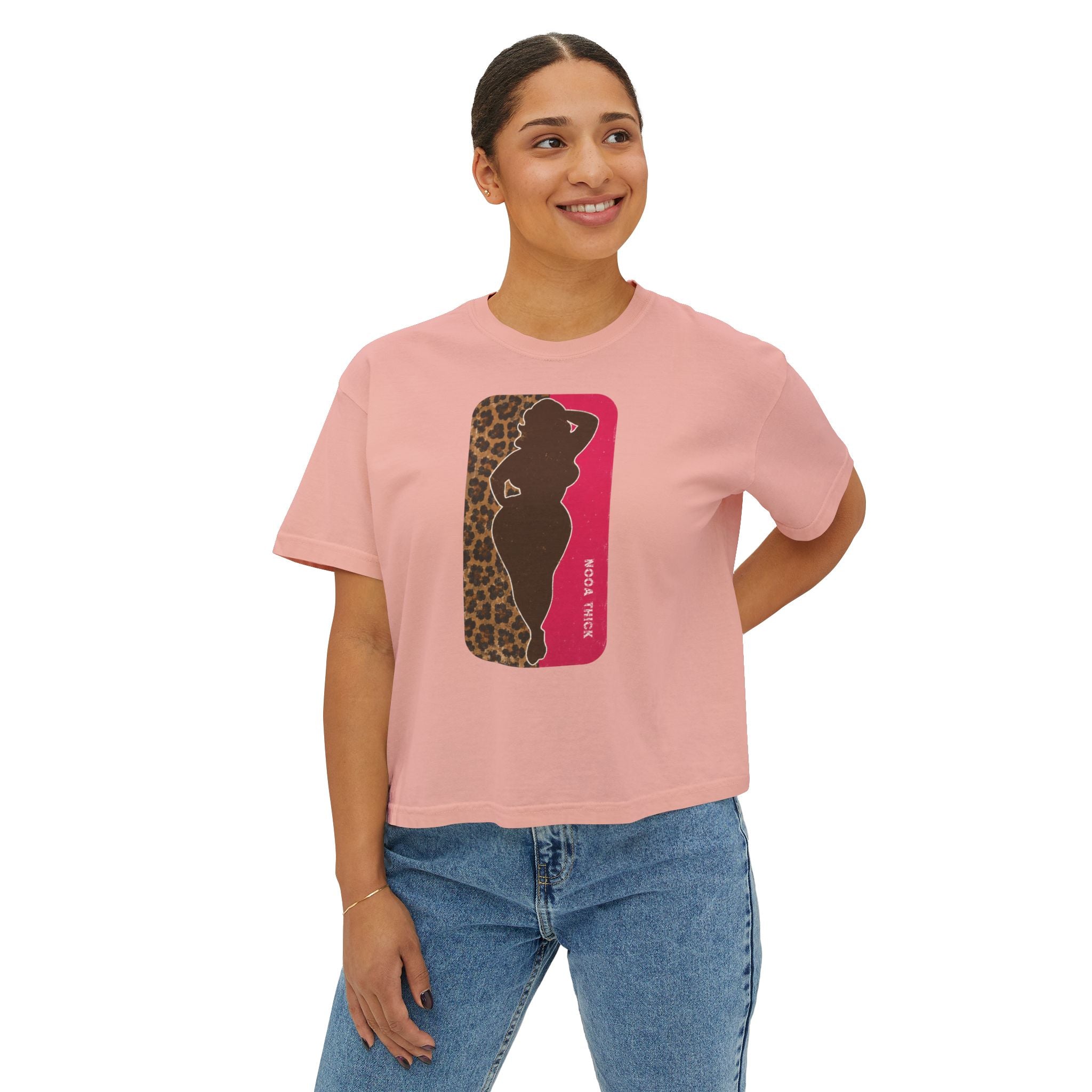 Boxy Tee — Curvy Silhouette & Bling Graphic Women's Cropped T-Shirt