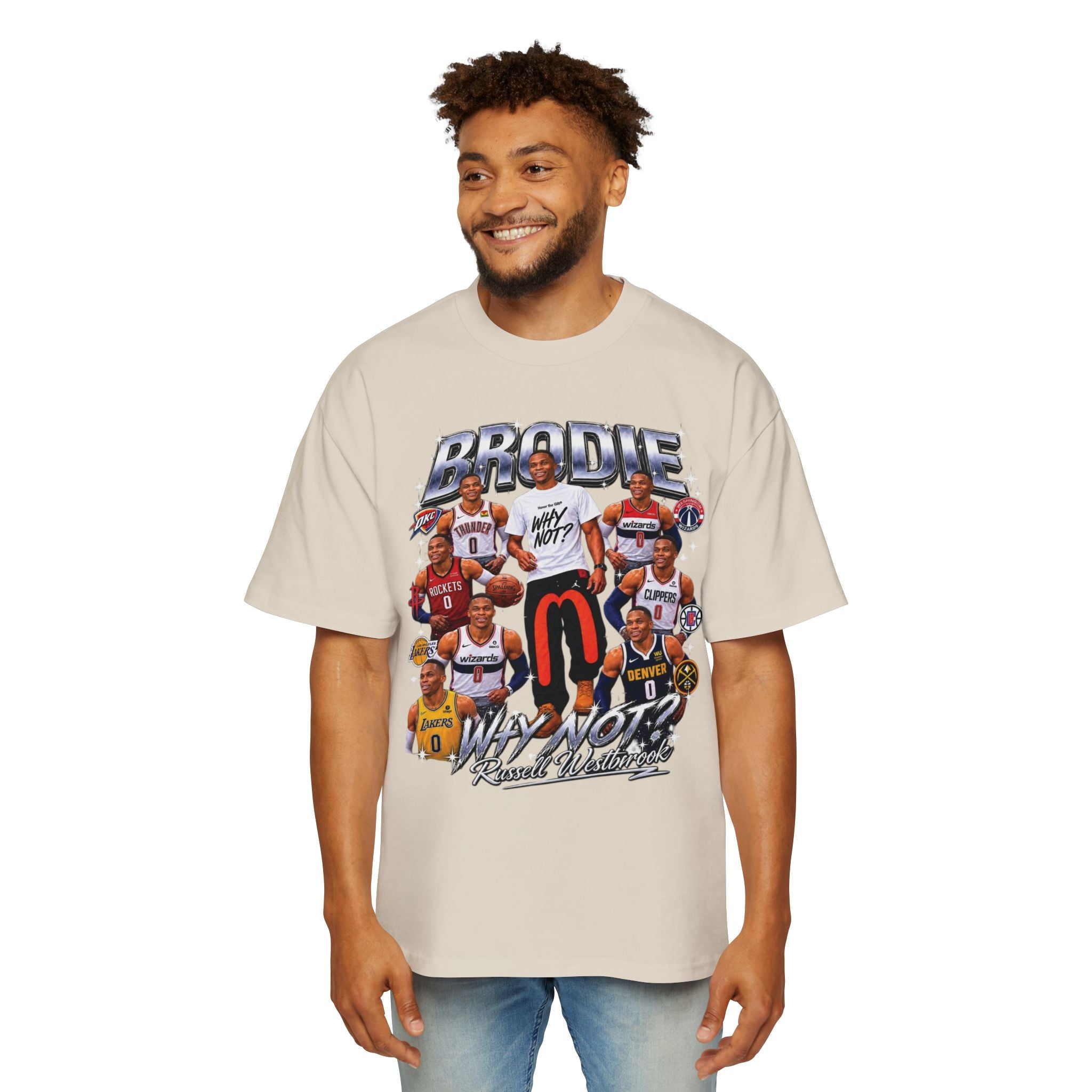 Westbrook 'The Beast' Graphic Tee — Retro Basketball Collage Shirt