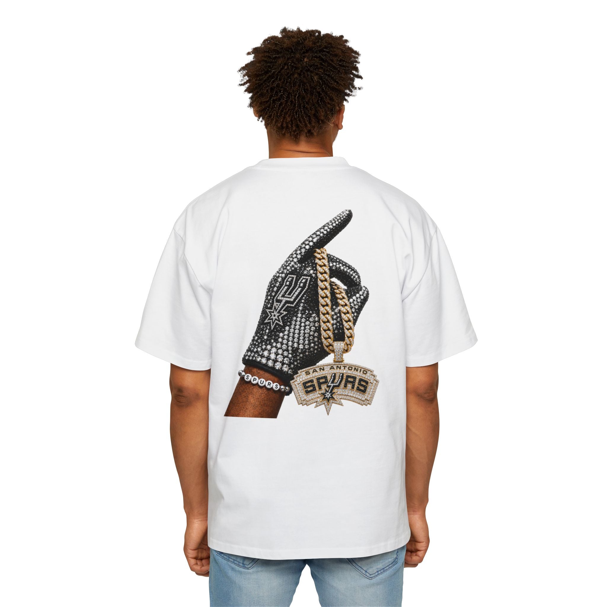 Spurs Basketball Graphic Tee — Retro Collage & Bling Back Print