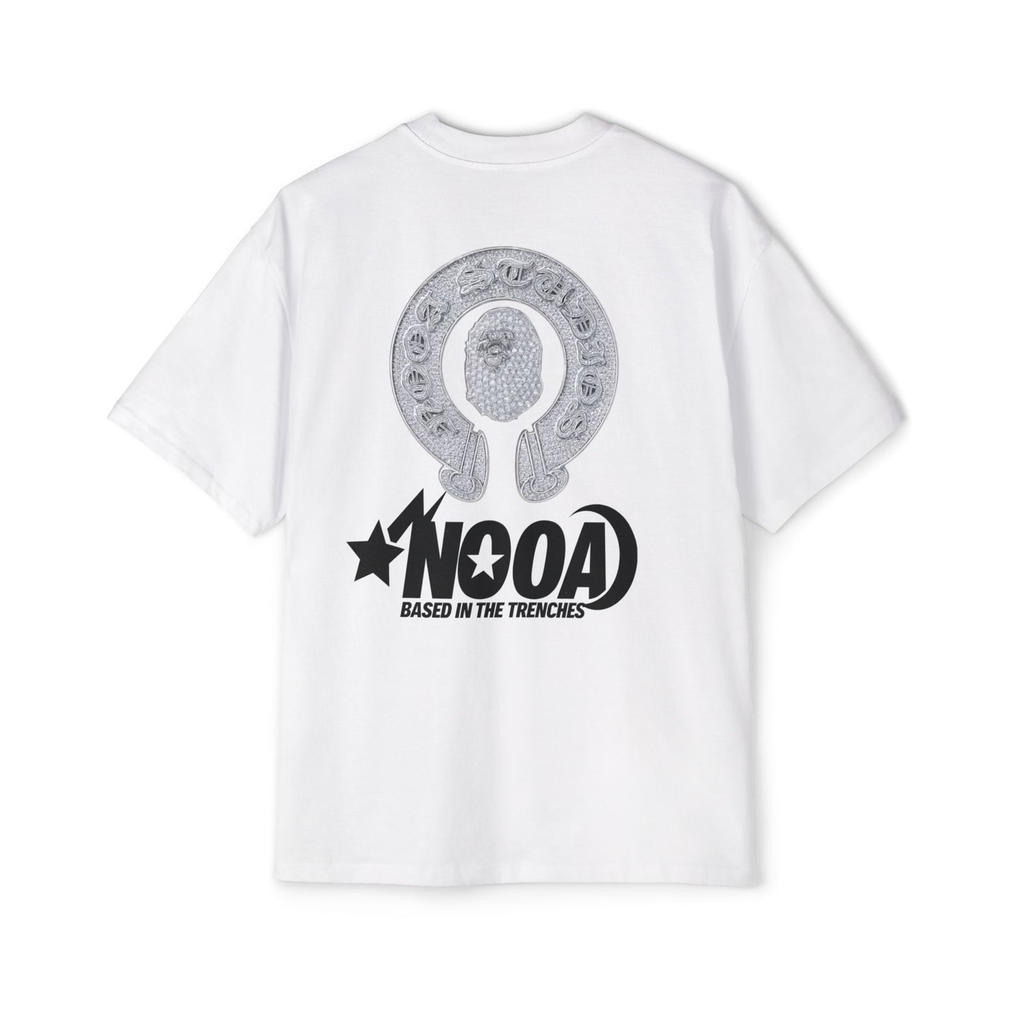 Graphic Tee — "NOOA Based in the Trenches" Oversized Men's T‑Shirt