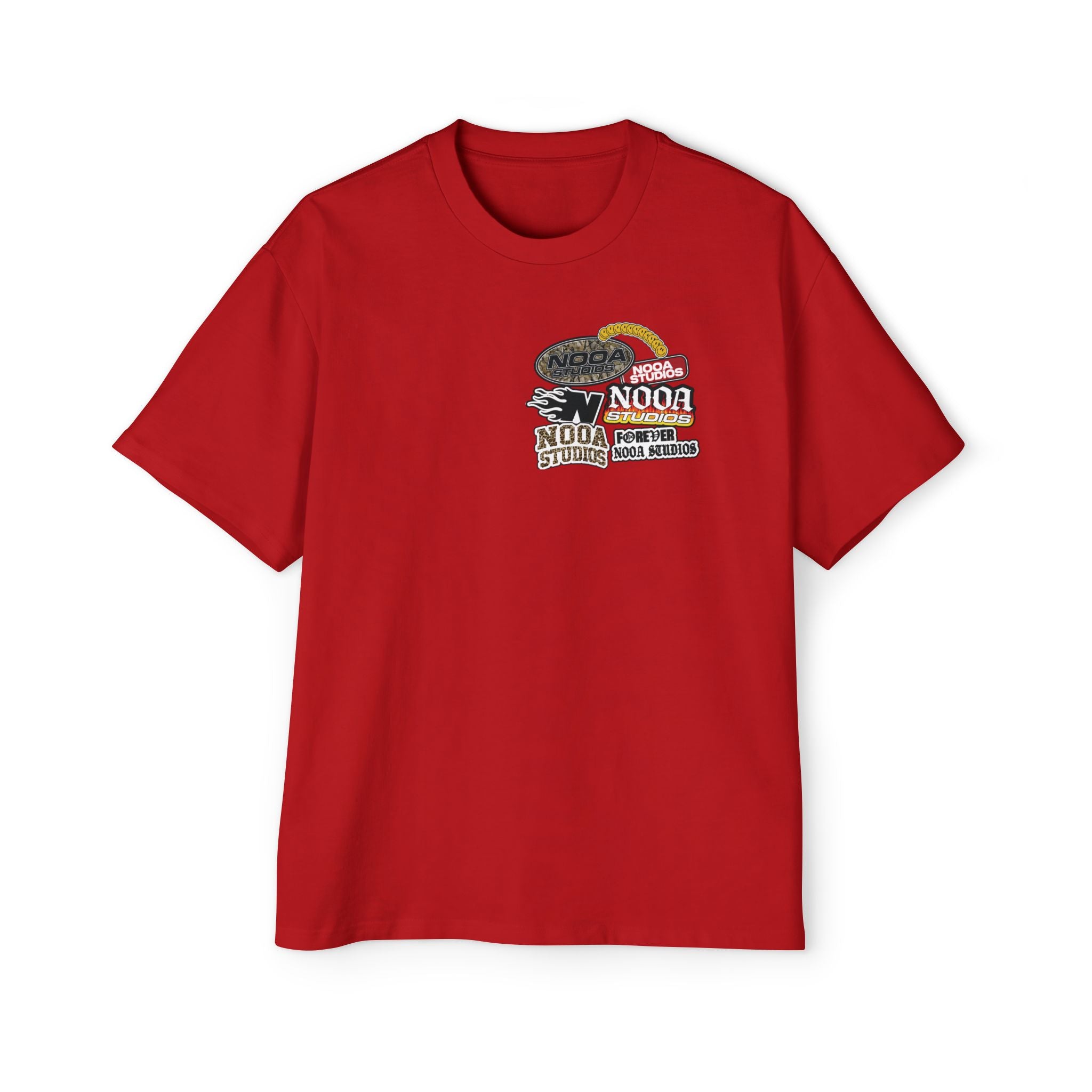 Nooa Studios Graphic Tee — Retro Logo Patch Oversized T-Shirt