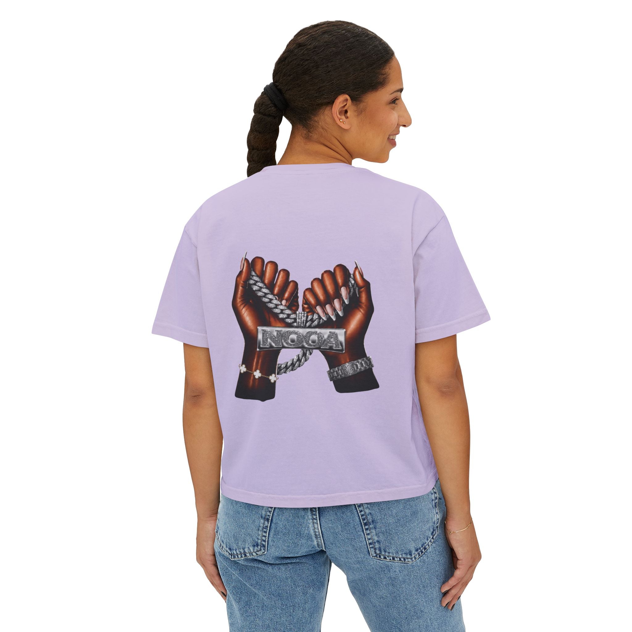 Boxy Tee — Curvy Silhouette & Bling Graphic Women's Cropped T-Shirt