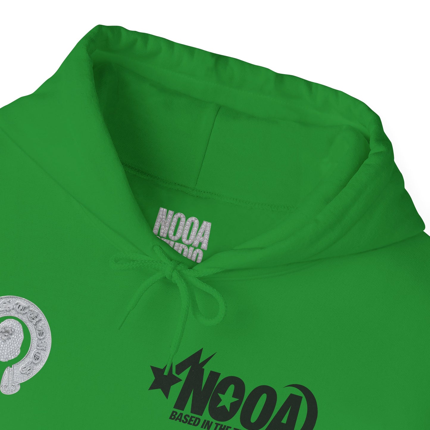 NOOA Studio Graphic Hoodie — 'Based in the Trenches' White Pullover