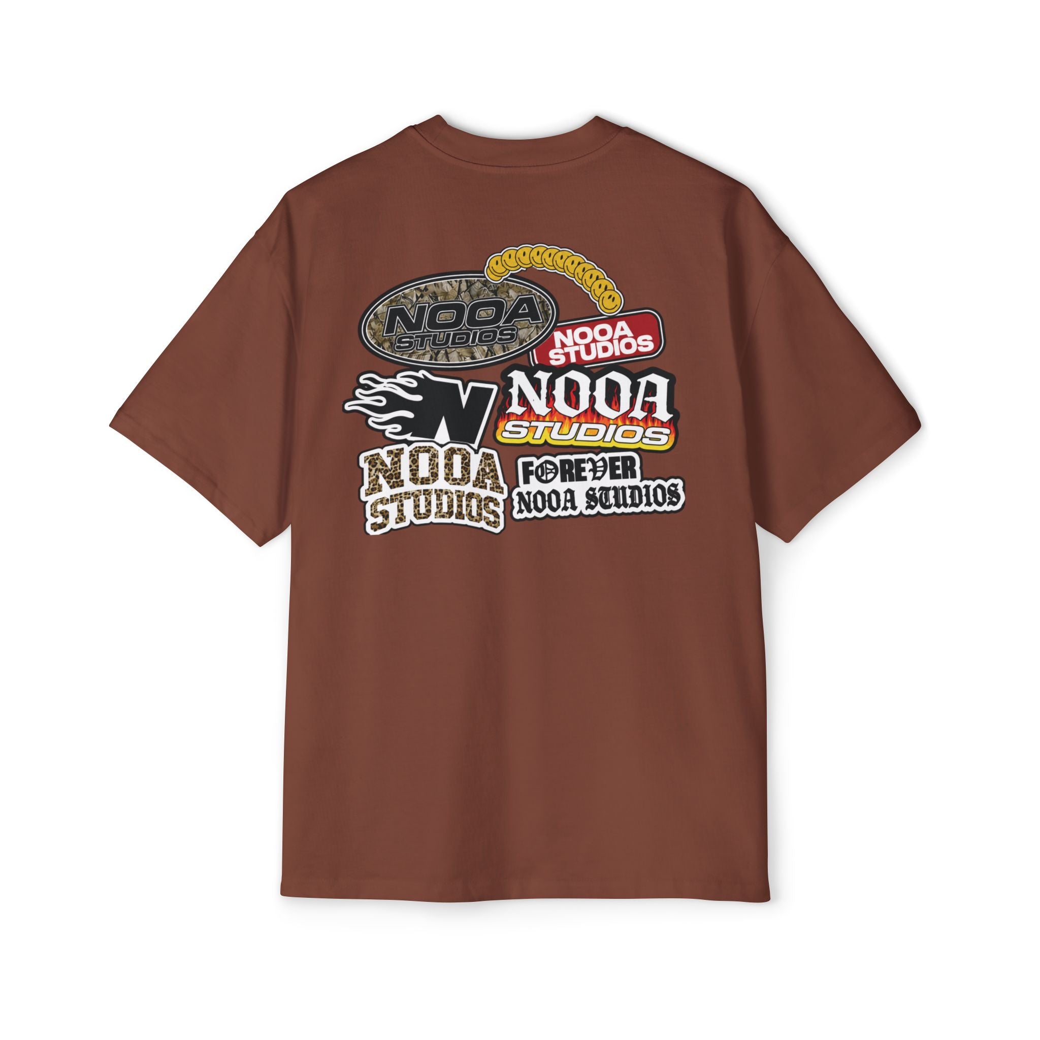Nooa Studios Graphic Tee — Retro Logo Patch Oversized T-Shirt