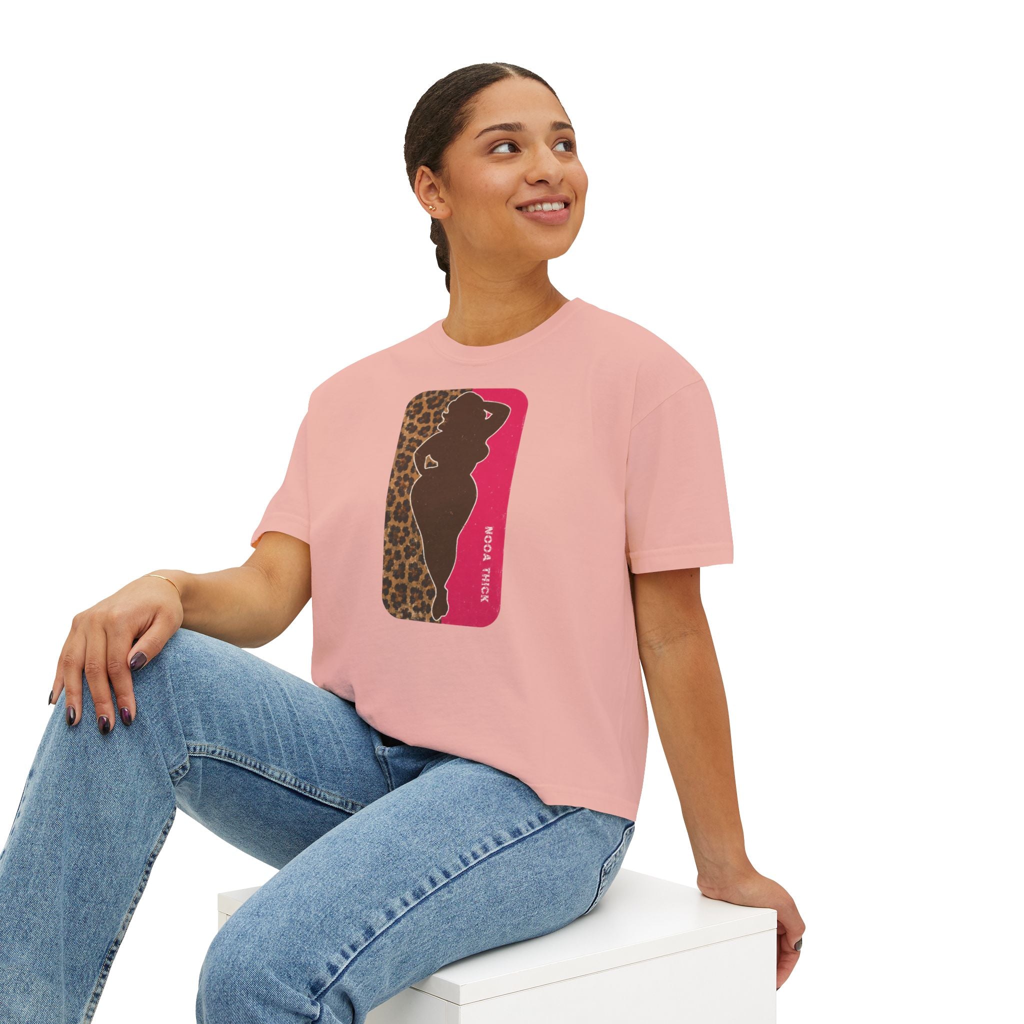 Boxy Tee — Curvy Silhouette & Bling Graphic Women's Cropped T-Shirt