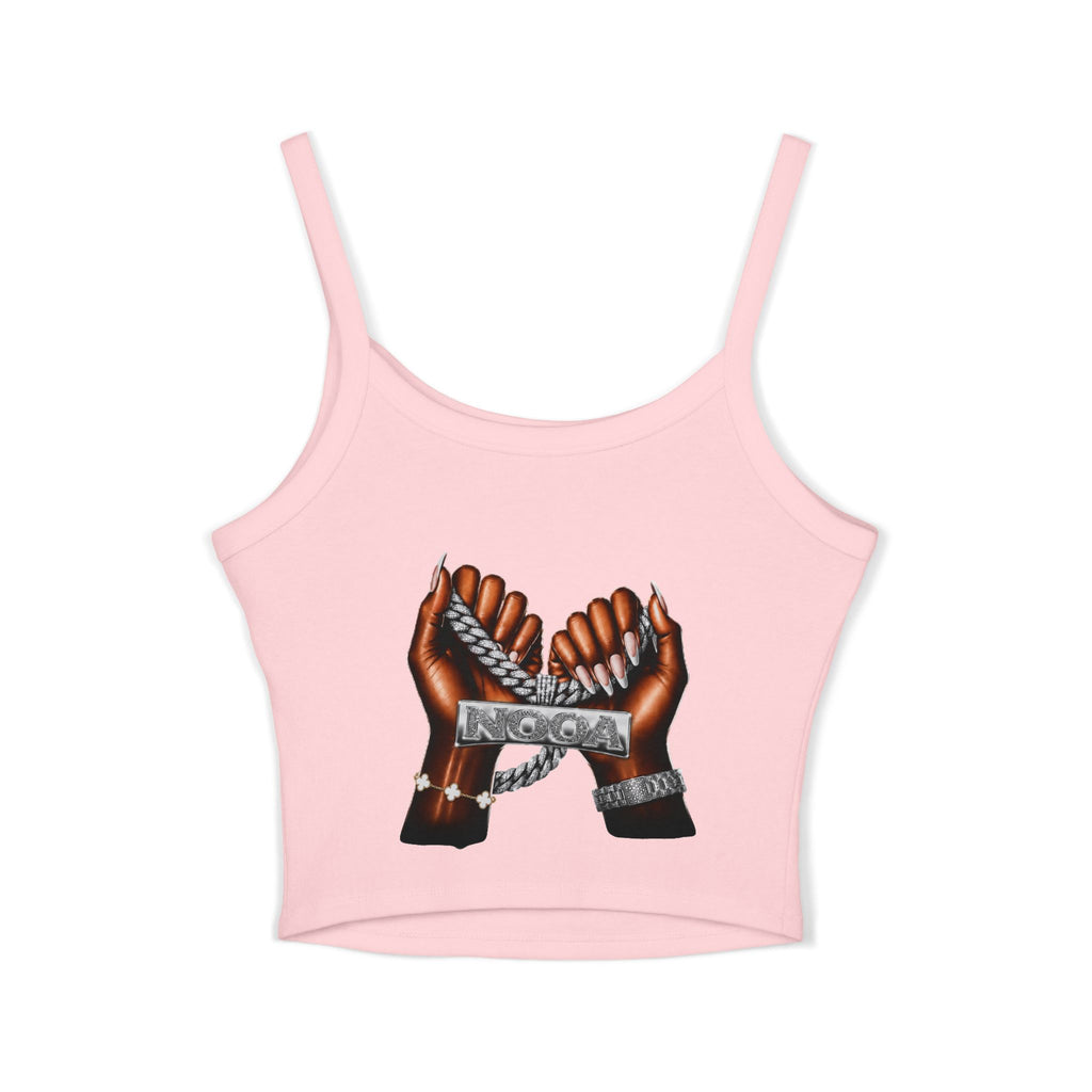 Spaghetti Tank Top — Bold Curvy Silhouette & Bling Graphic Crop