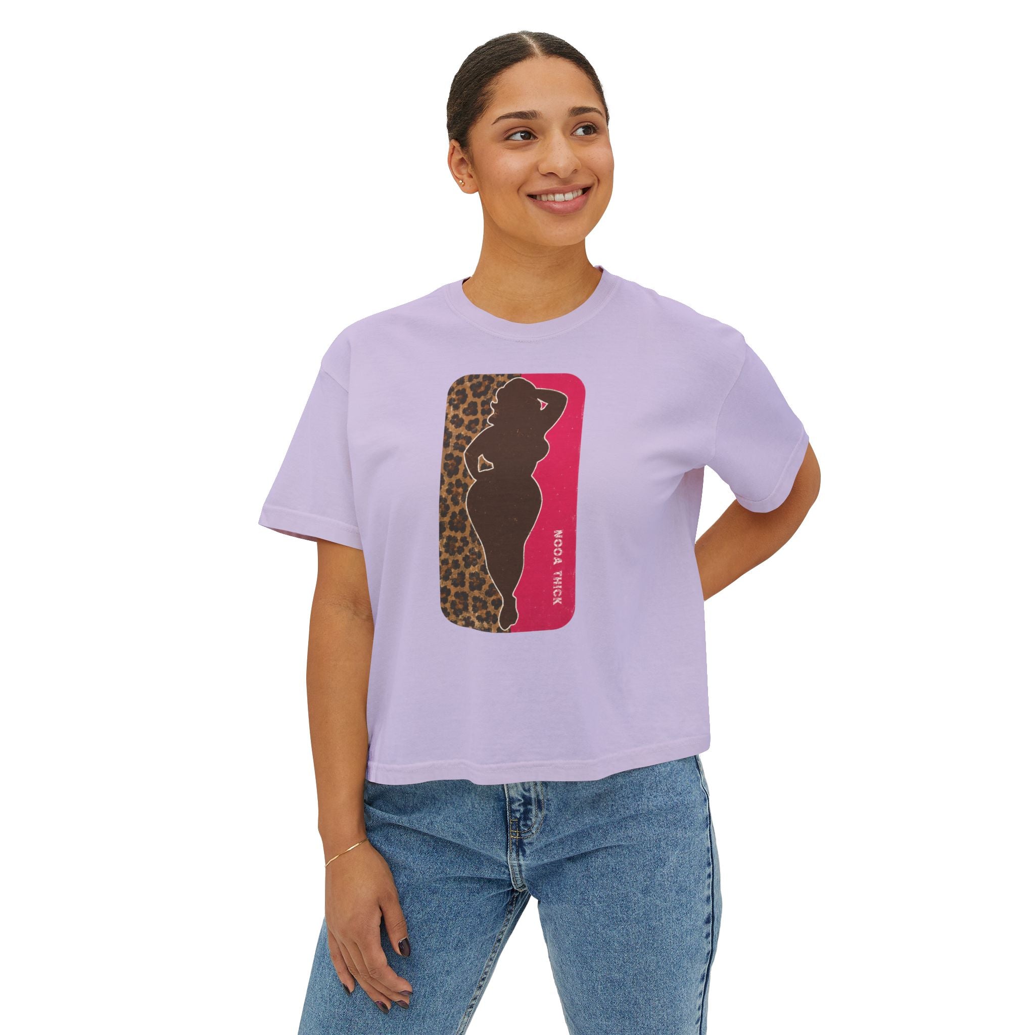 Boxy Tee — Curvy Silhouette & Bling Graphic Women's Cropped T-Shirt