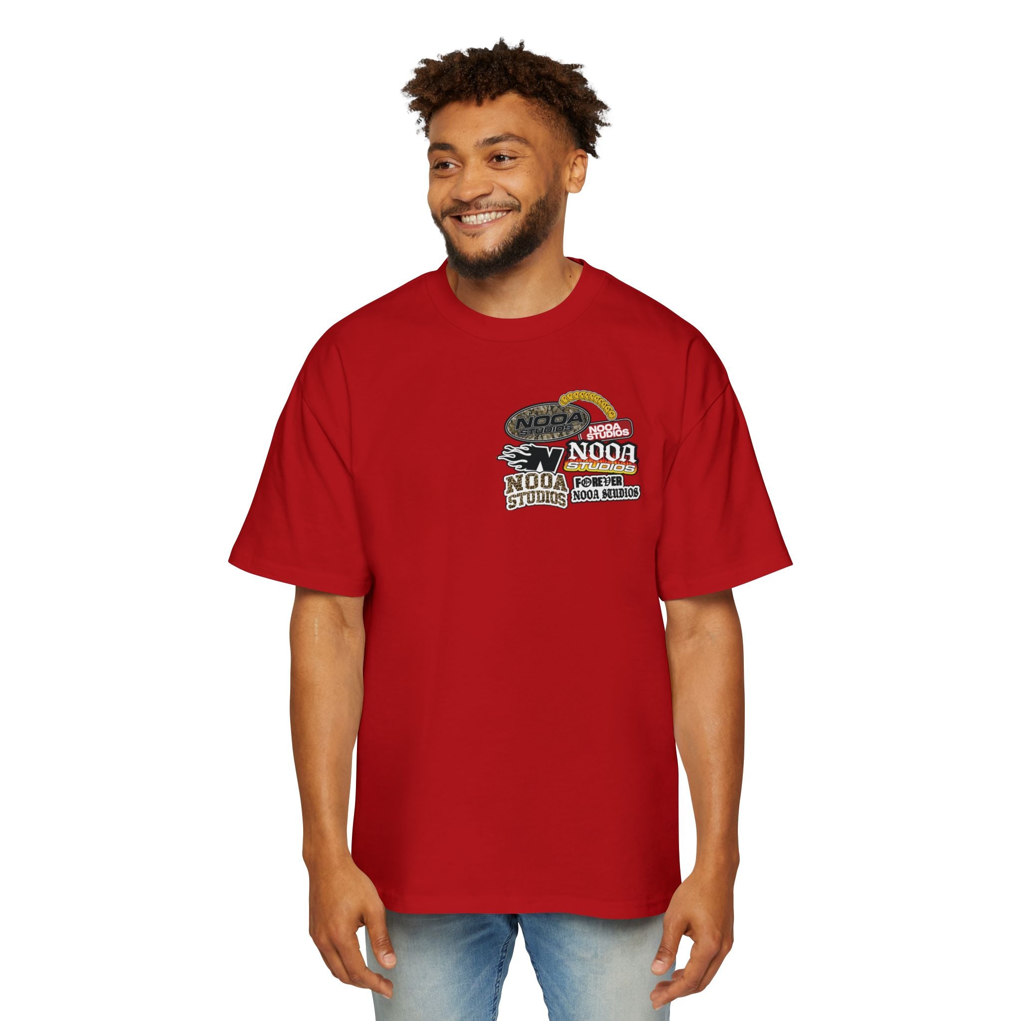 Nooa Studios Graphic Tee — Retro Logo Patch Oversized T-Shirt