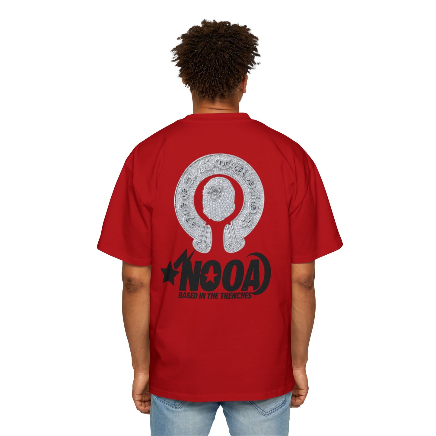 Graphic Tee — "NOOA Based in the Trenches" Oversized Men's T‑Shirt