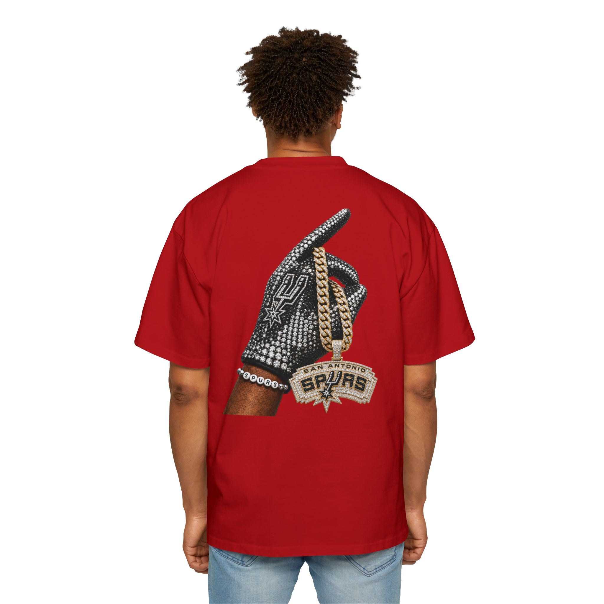 Spurs Basketball Graphic Tee — Retro Collage & Bling Back Print