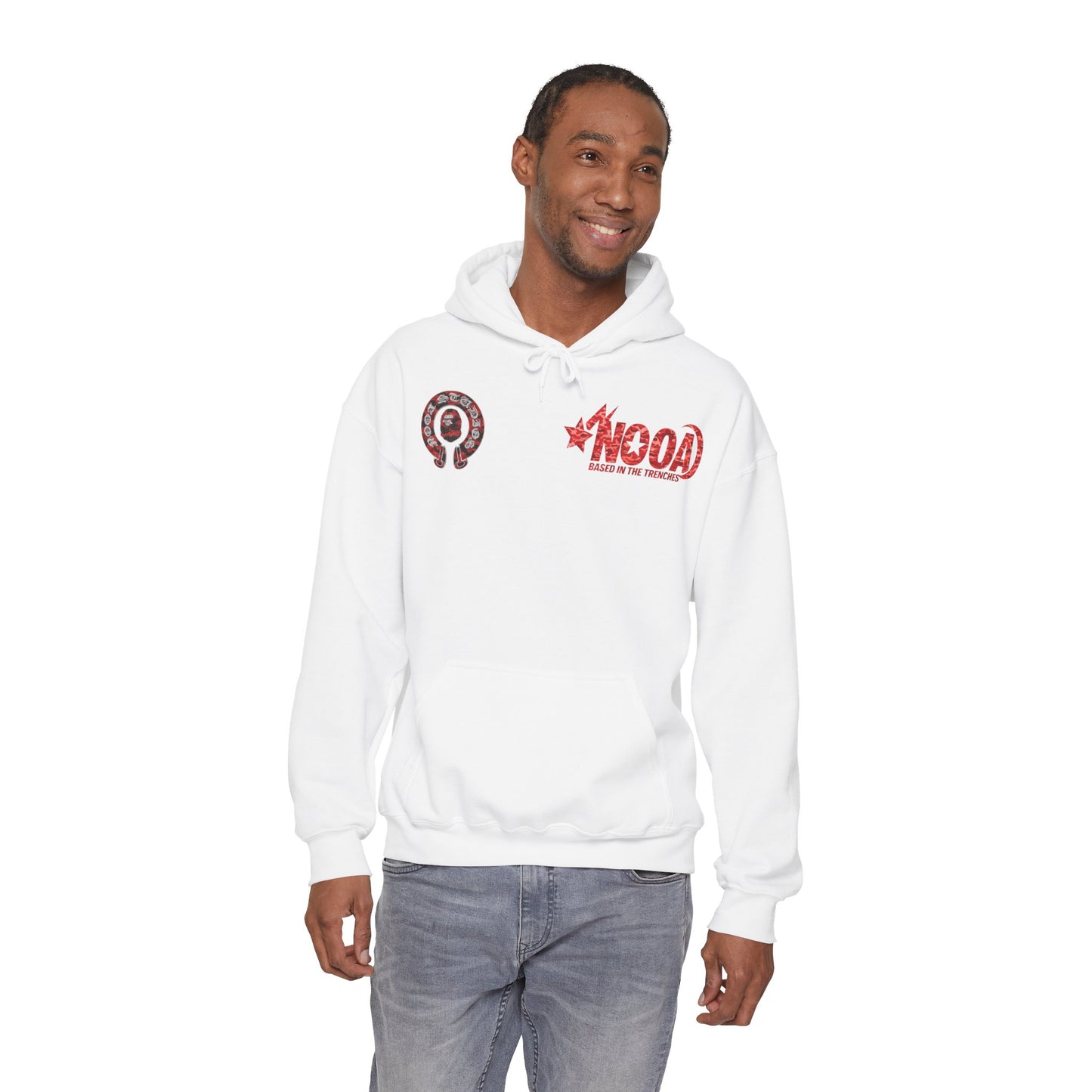 NOOA 'Based in the Trenches' Graphic Hoodie — Retro Star Logo Pullover