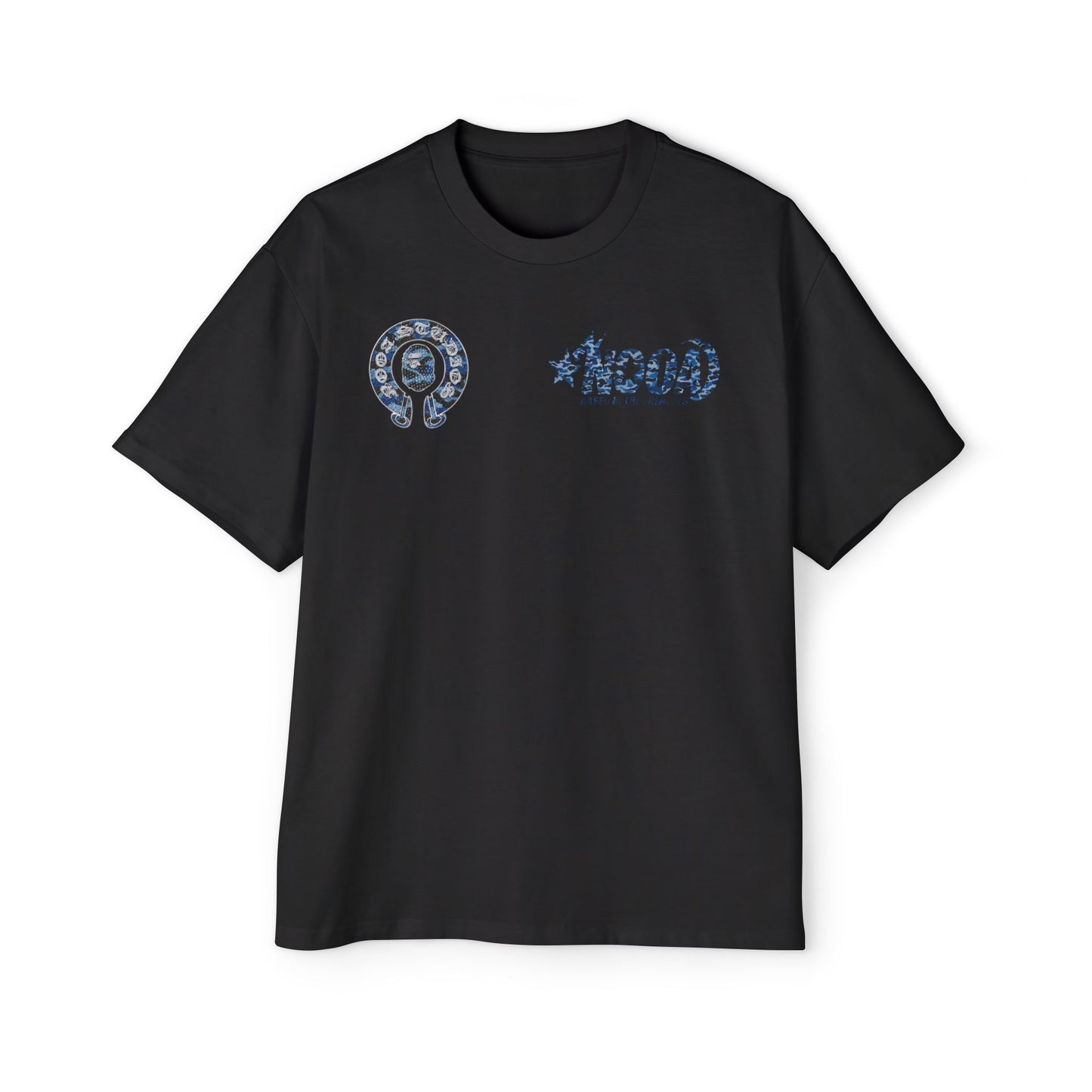 Graphic Tee — 'NOOA Based in the Trenches' Oversized Military Camo Logo Shirt