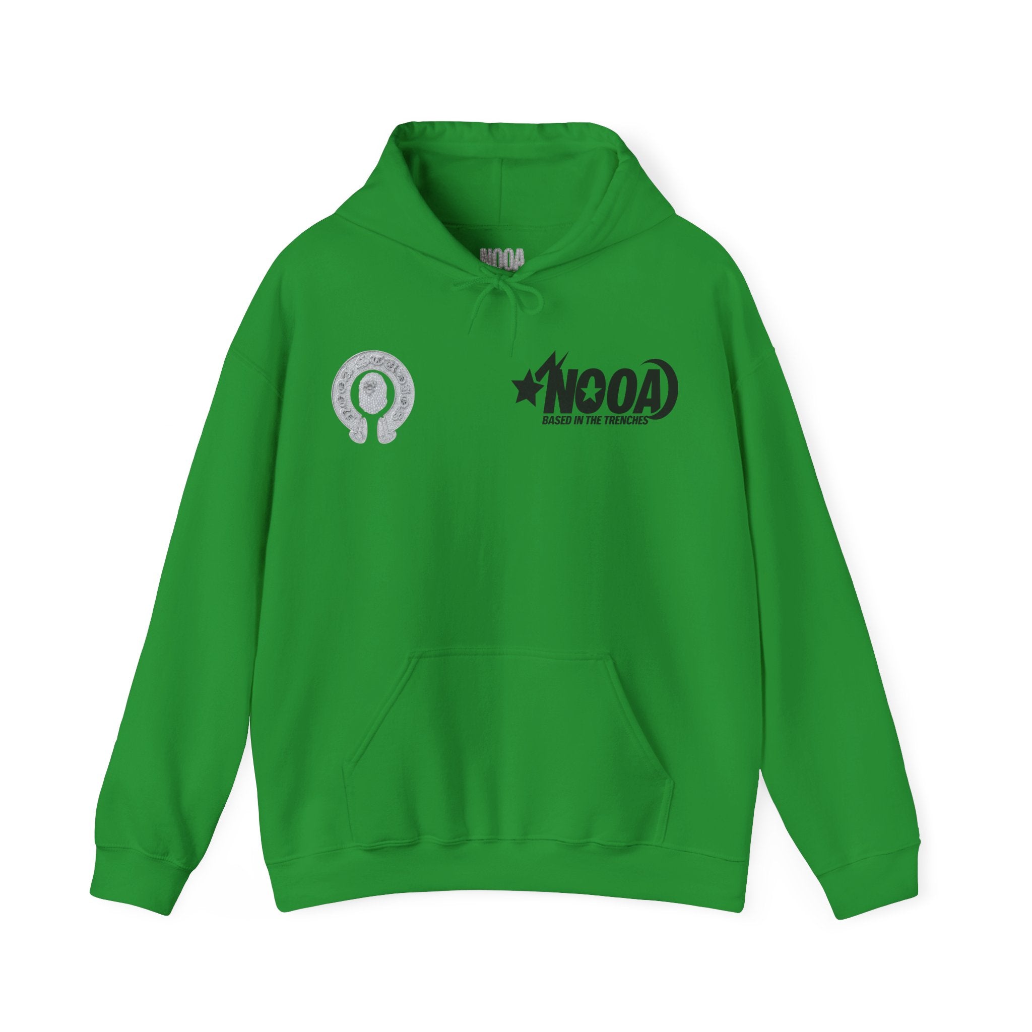 NOOA Studio Graphic Hoodie — 'Based in the Trenches' White Pullover