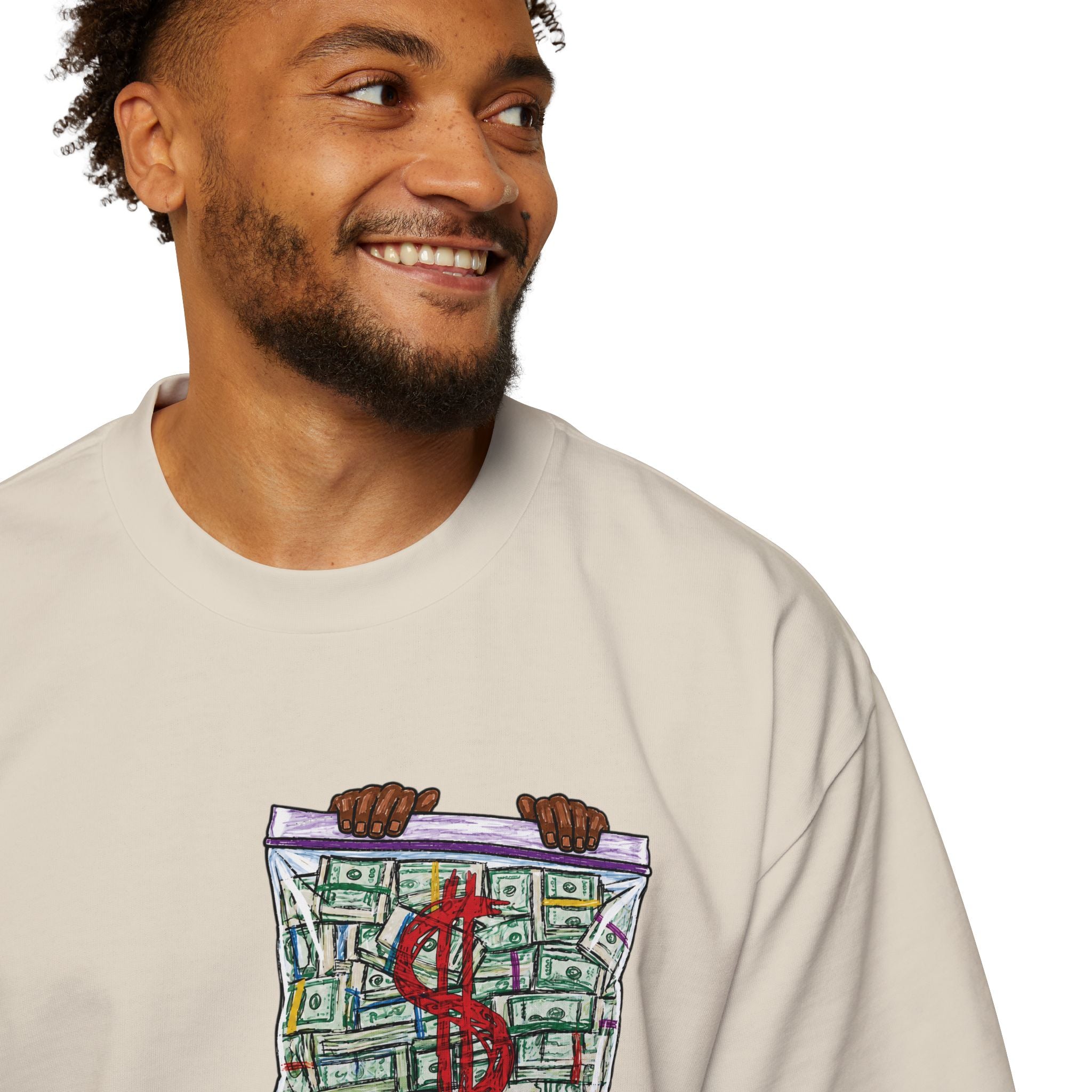 Money Bag Graphic Tee — "Nooa Currency" Oversized Men’s T-Shirt