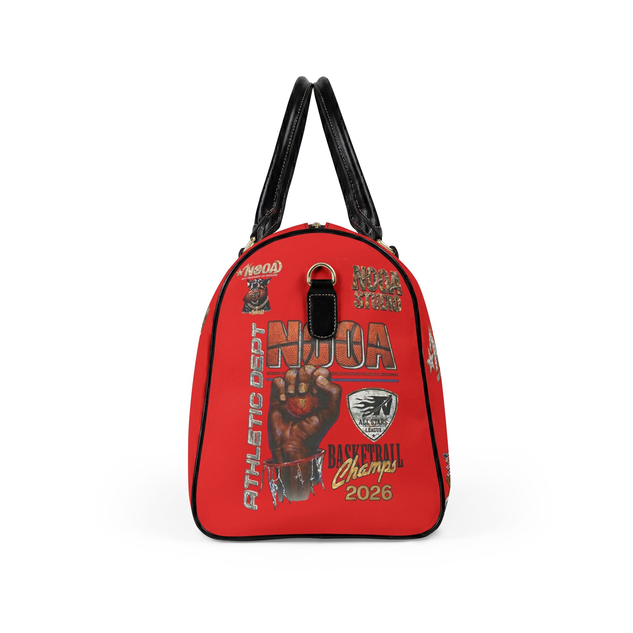 Leather Travel Bag - Retro N00A Graphic Weekender Duffle
